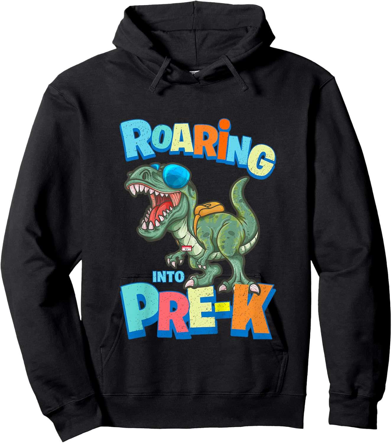 First Day of PRE-K Dinosaur Back to School T Rex Preschool Hoodie - Hoodie | Black
