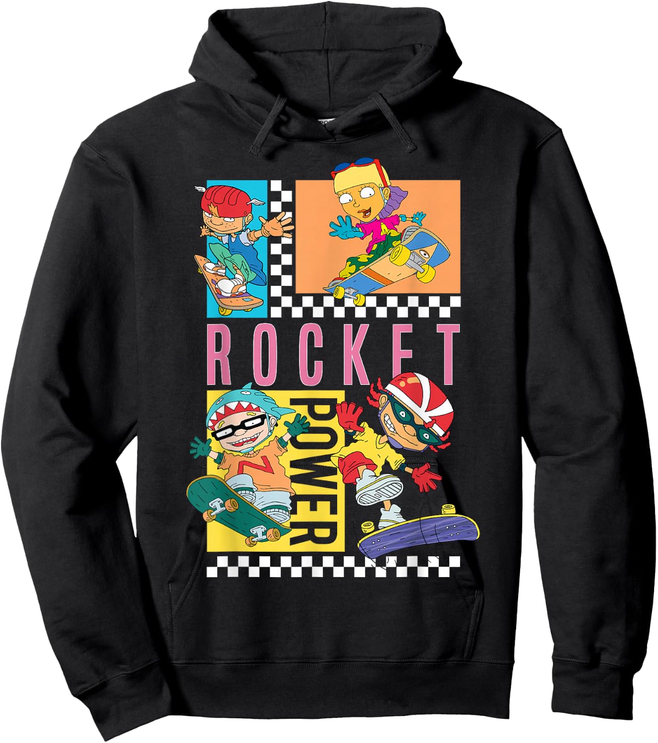 Checkerboard Rocket Power Grid Design Hoodie - Hoodie | Black