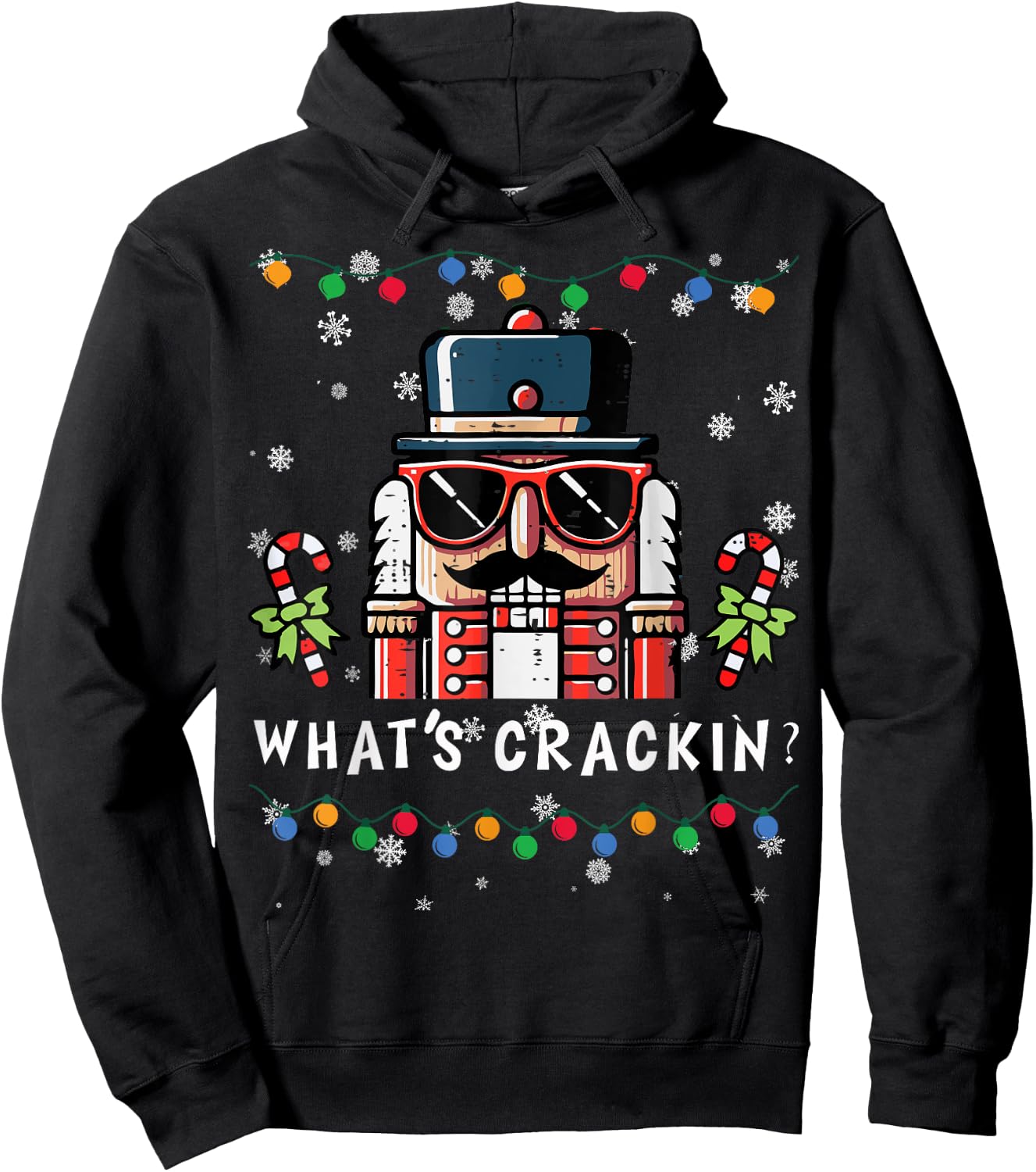 Christmas Nutcracker Whats Crackin Funny Xmas Men Women Kids Hoodie - Hoodie | Black
