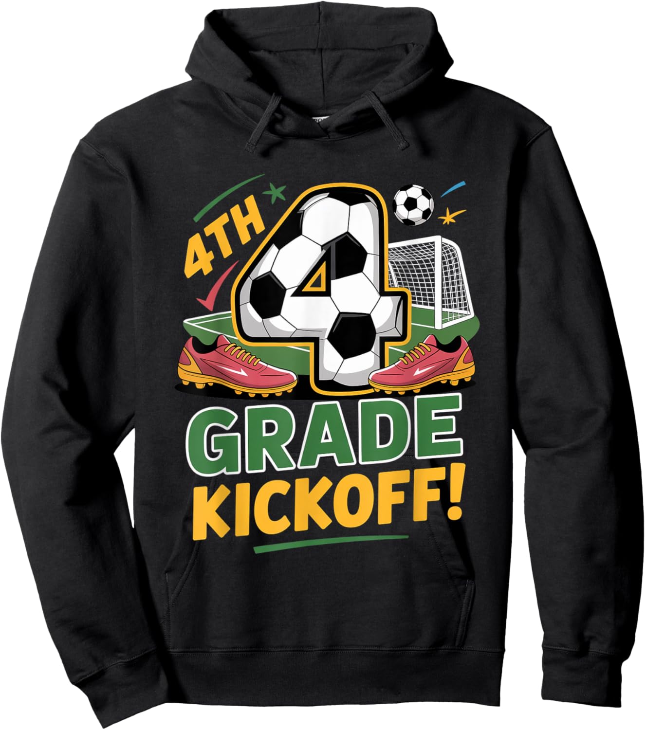 4th Grade Soccer Kickoff Back to School Kids Fourth Day Boys Hoodie - Hoodie | Black