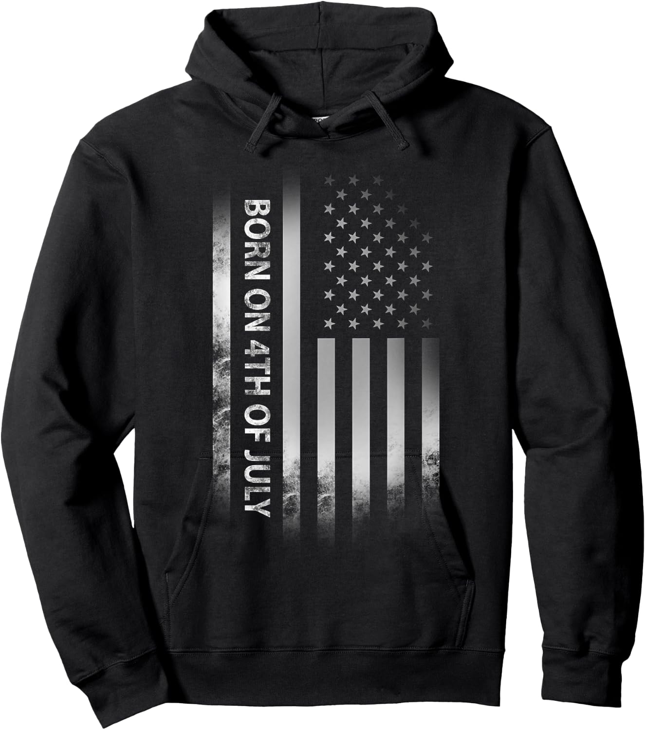 4th of July Birthday American Flag Born on the Fourth Hoodie - Hoodie | Black