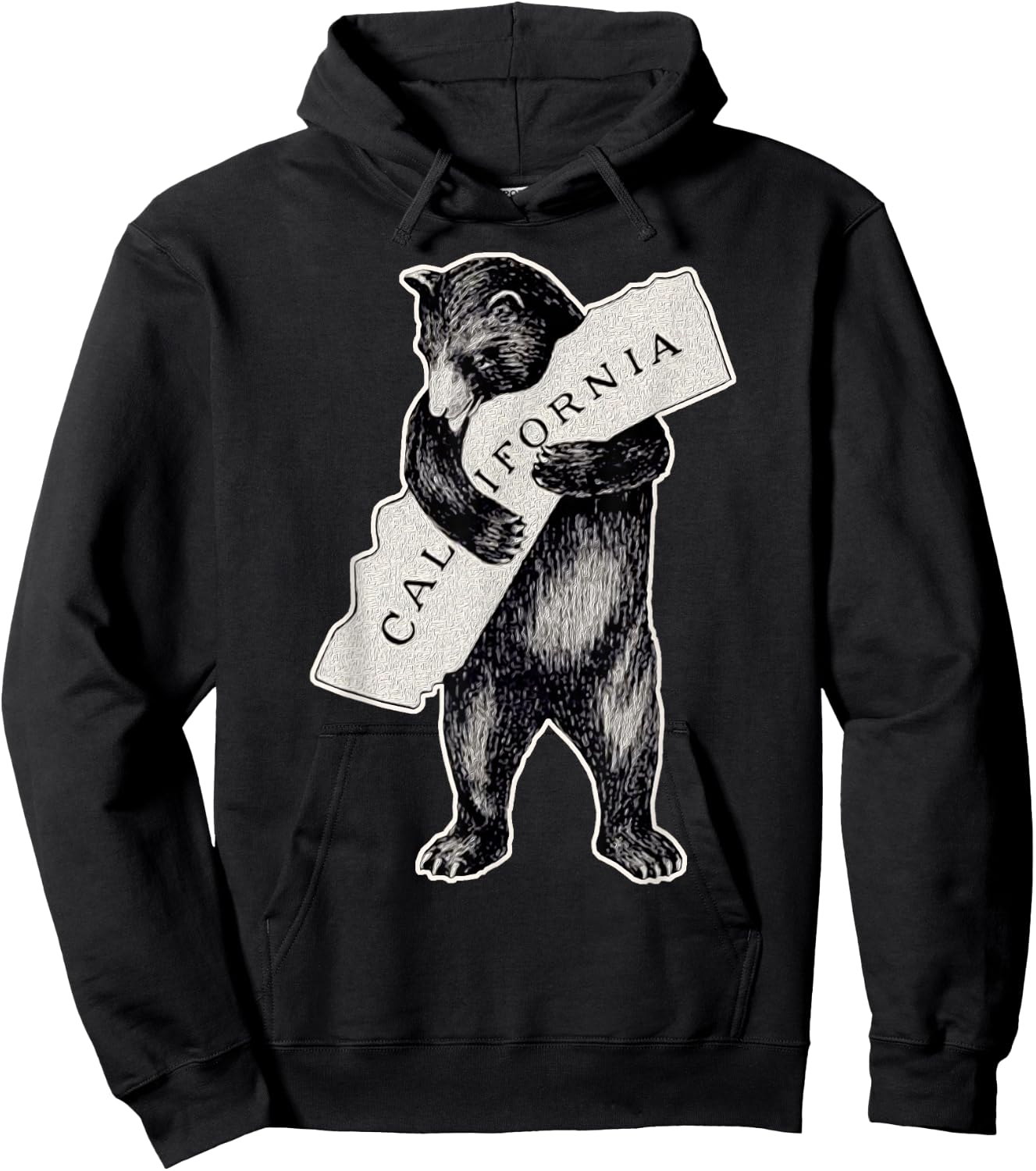 California Love Art-Retro Cali Bear Hug California Hoodie - Hoodie | Black