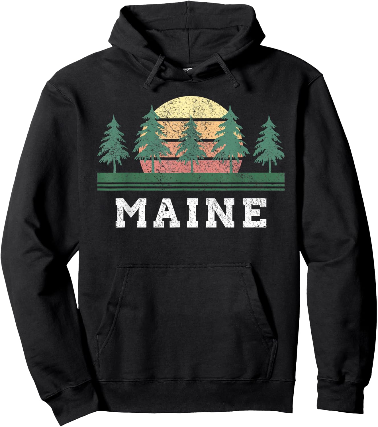 Maine Retro Vintage Gift Men Women Kids Hoodie - Hoodie | Black