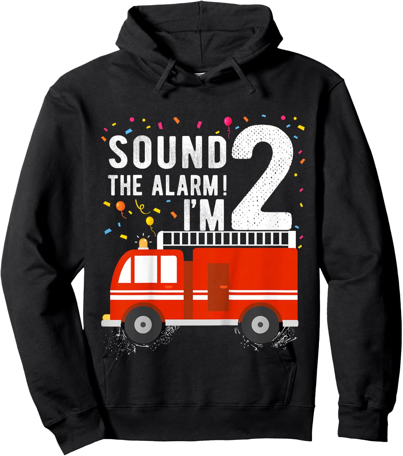 Fire Truck 2nd Birthday Boy 2 Year Old Firefighter Hoodie - Hoodie | Black