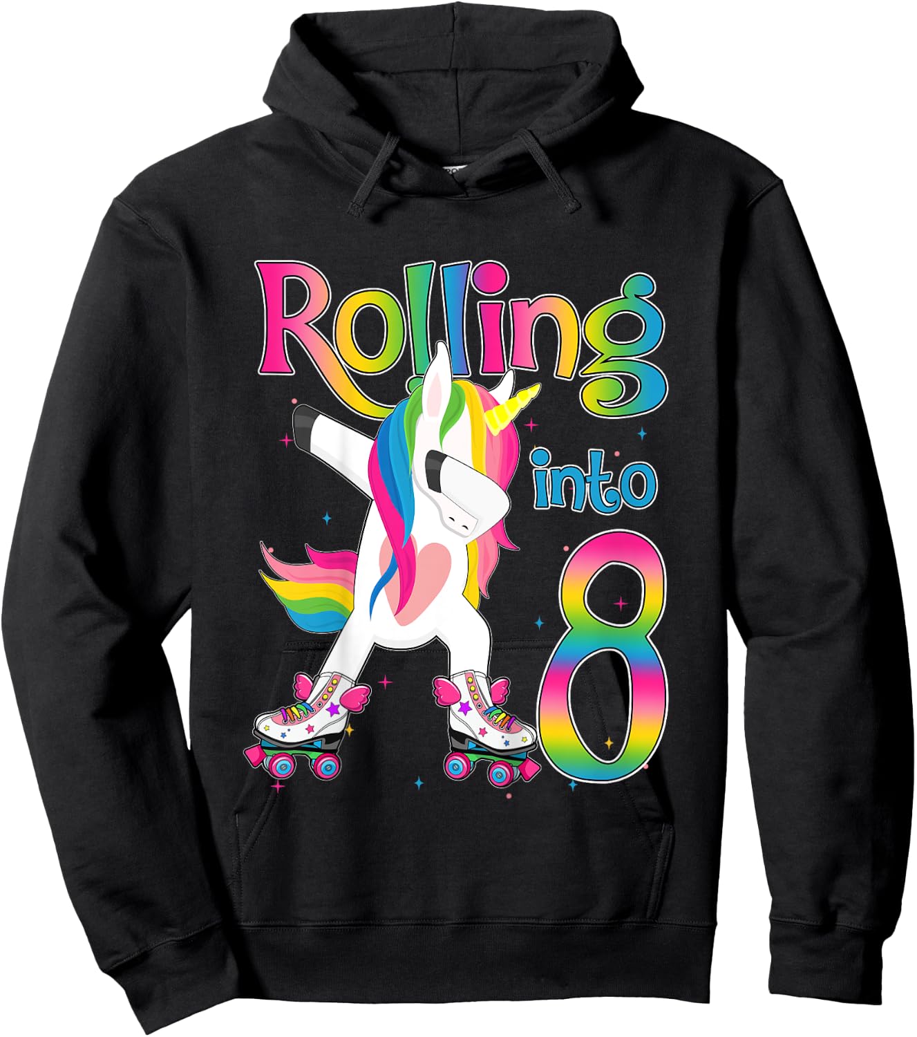 Rolling Into 8 years Let's Roll I'm Turning 8 Roller Skate Hoodie - Hoodie | Black