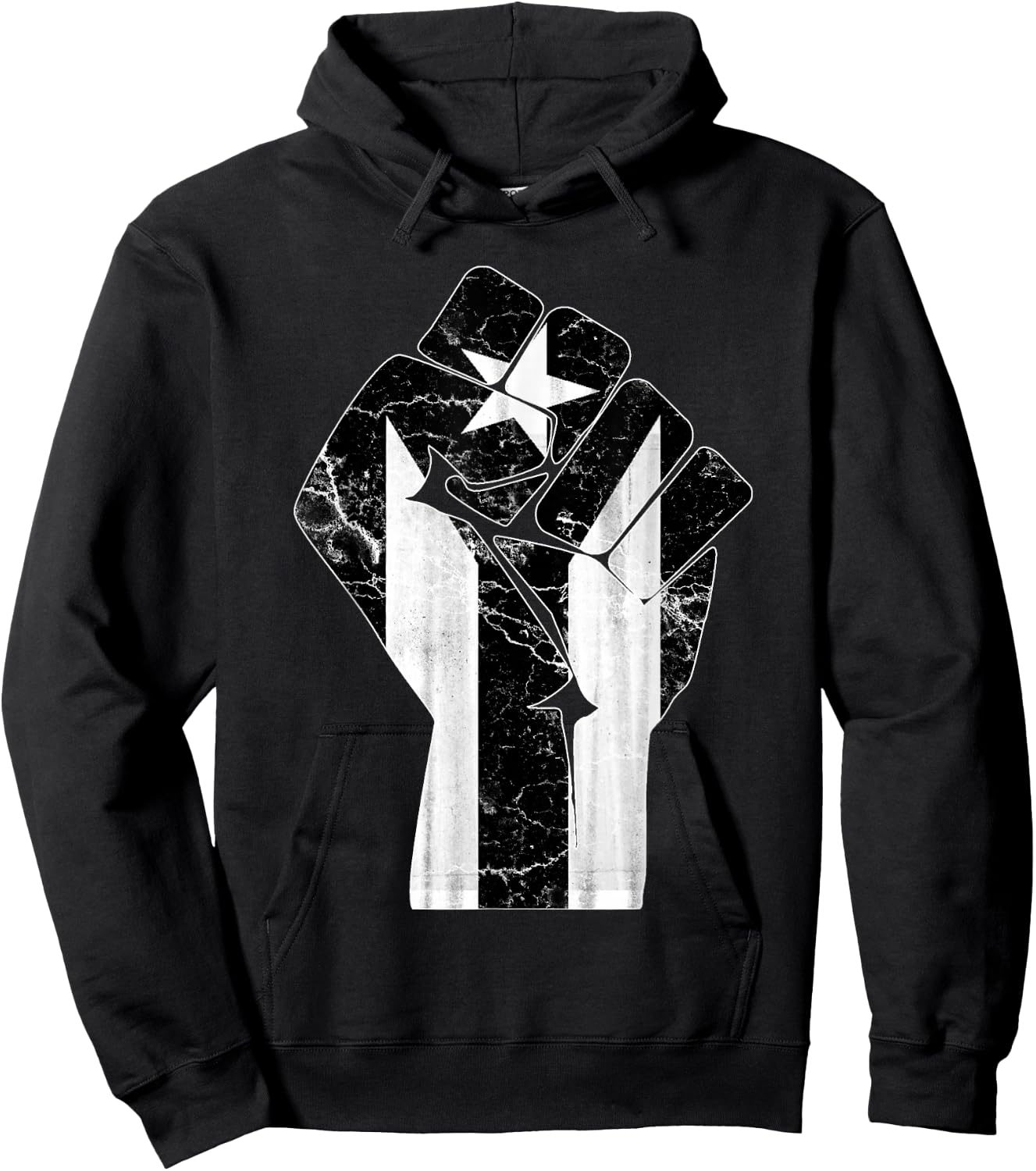 Boricua Strong Puerto Rico Black Flag Fist - -Adults, Small, Black, Short Sleeve, Classic Fit Hoodie - Hoodie | Black
