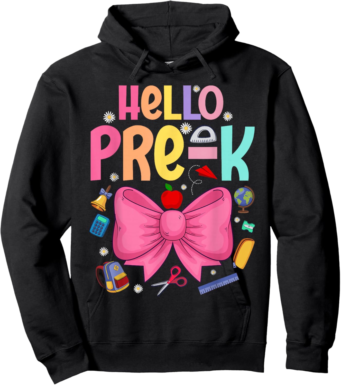 Hello Pre-K Preschool Back to School First Day Teacher Kids Hoodie - Hoodie | Black