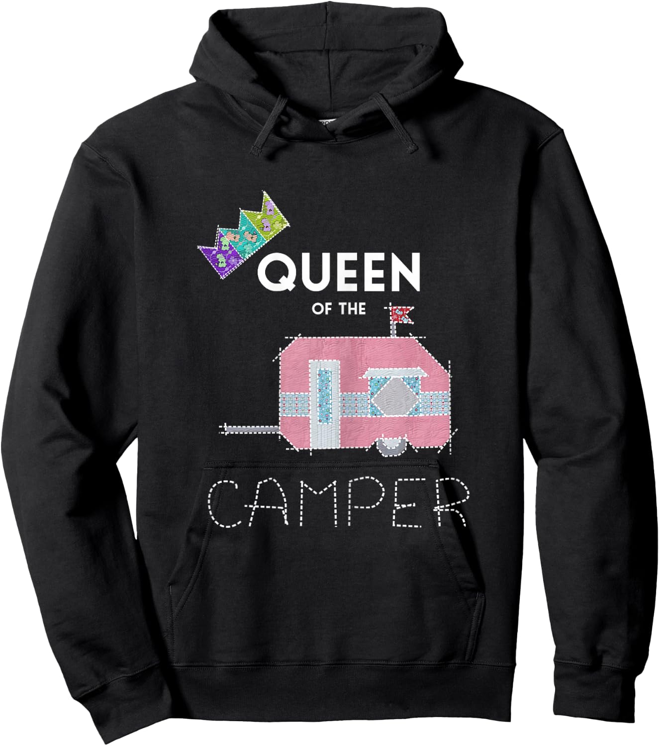 Queen of Camper Funny Camper Gift Fun Hoodie - Hoodie | Black