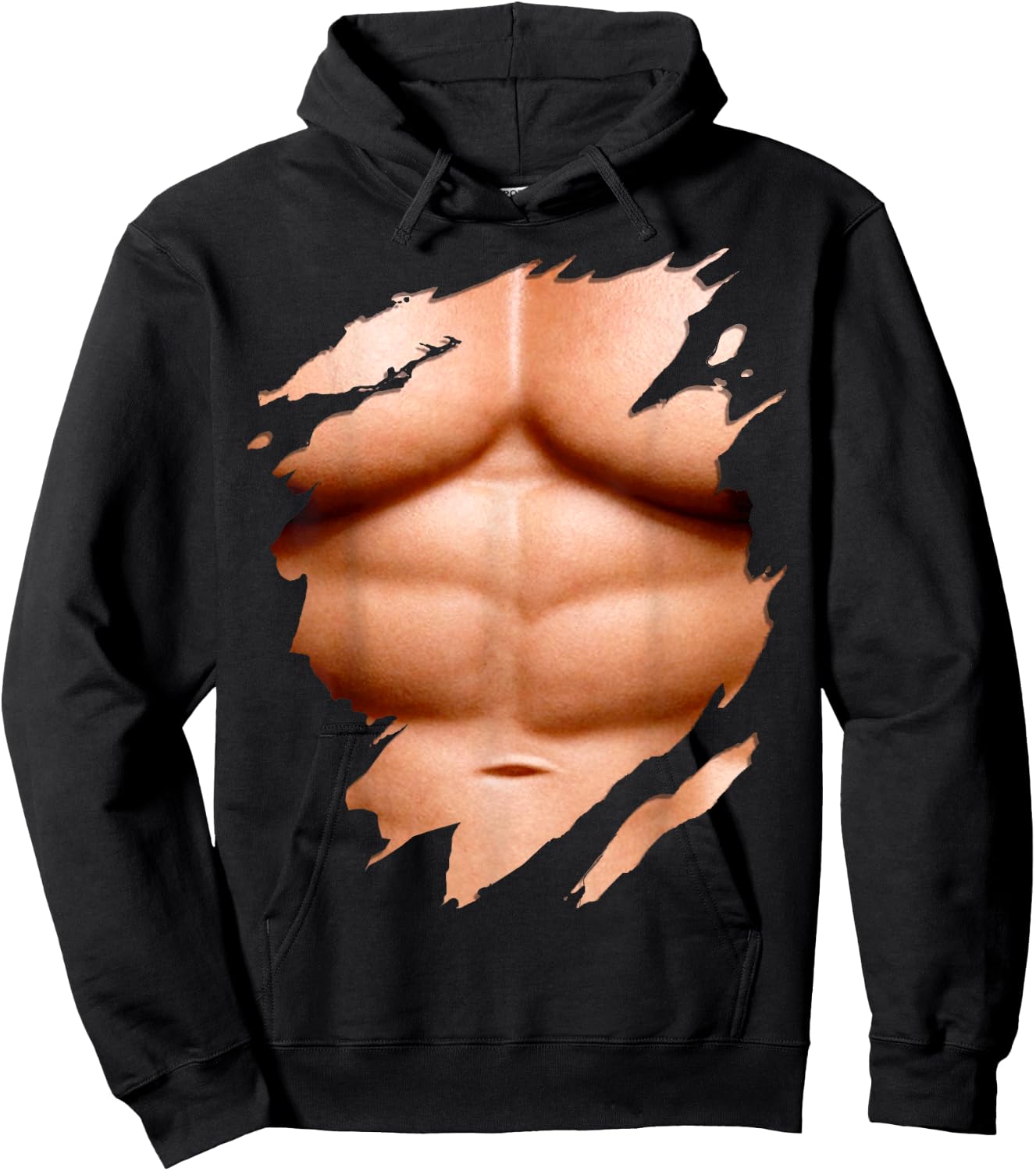Huge Chest Six Pack Abs Muscles Bodybuilder Hoodie - Hoodie | Black