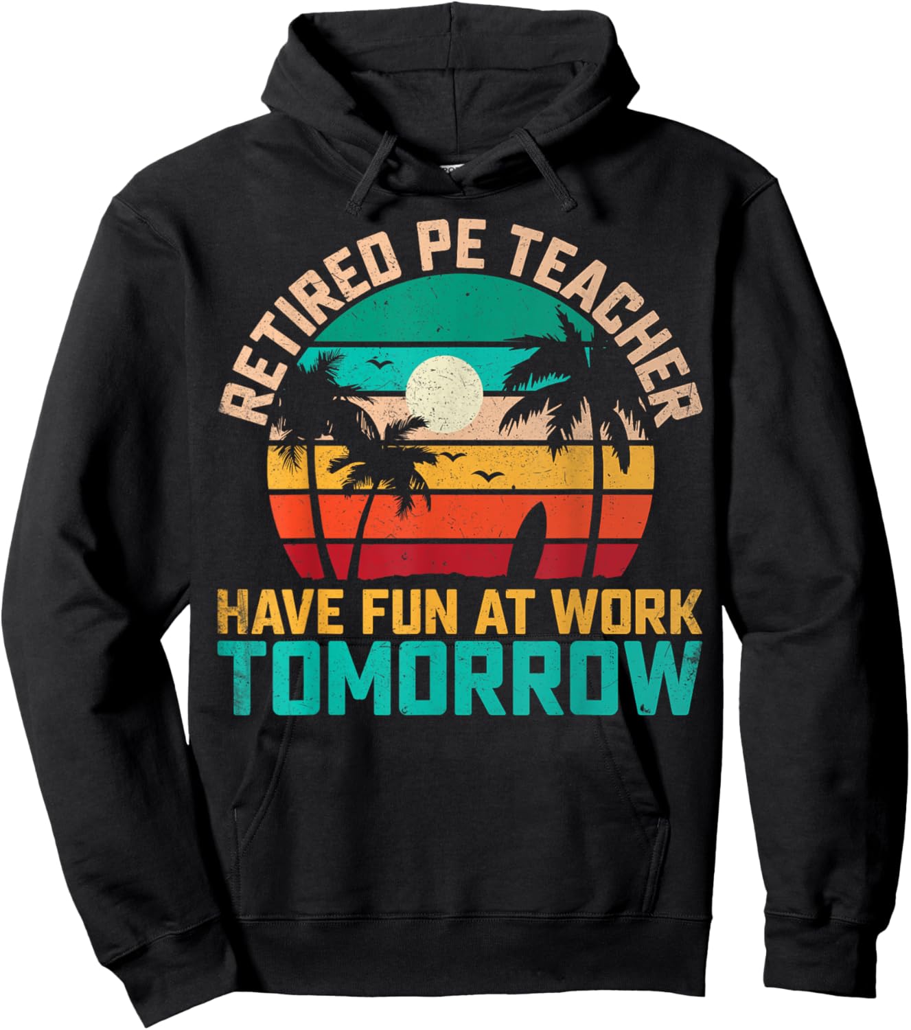 Retired PE Teacher Retro Physical Education Retirement Hoodie - Hoodie | Black