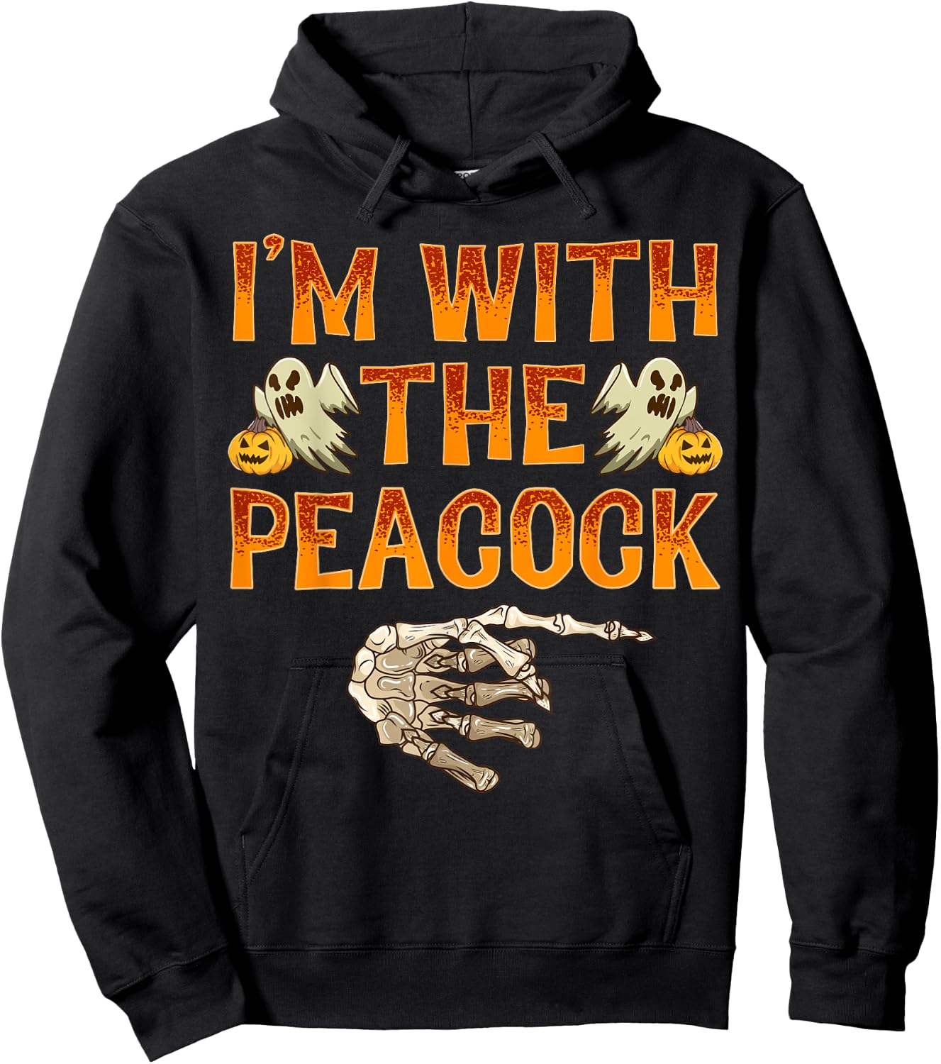 I'm With The Peacock Shirt Costume Funny Halloween Couple Hoodie - Hoodie | Black