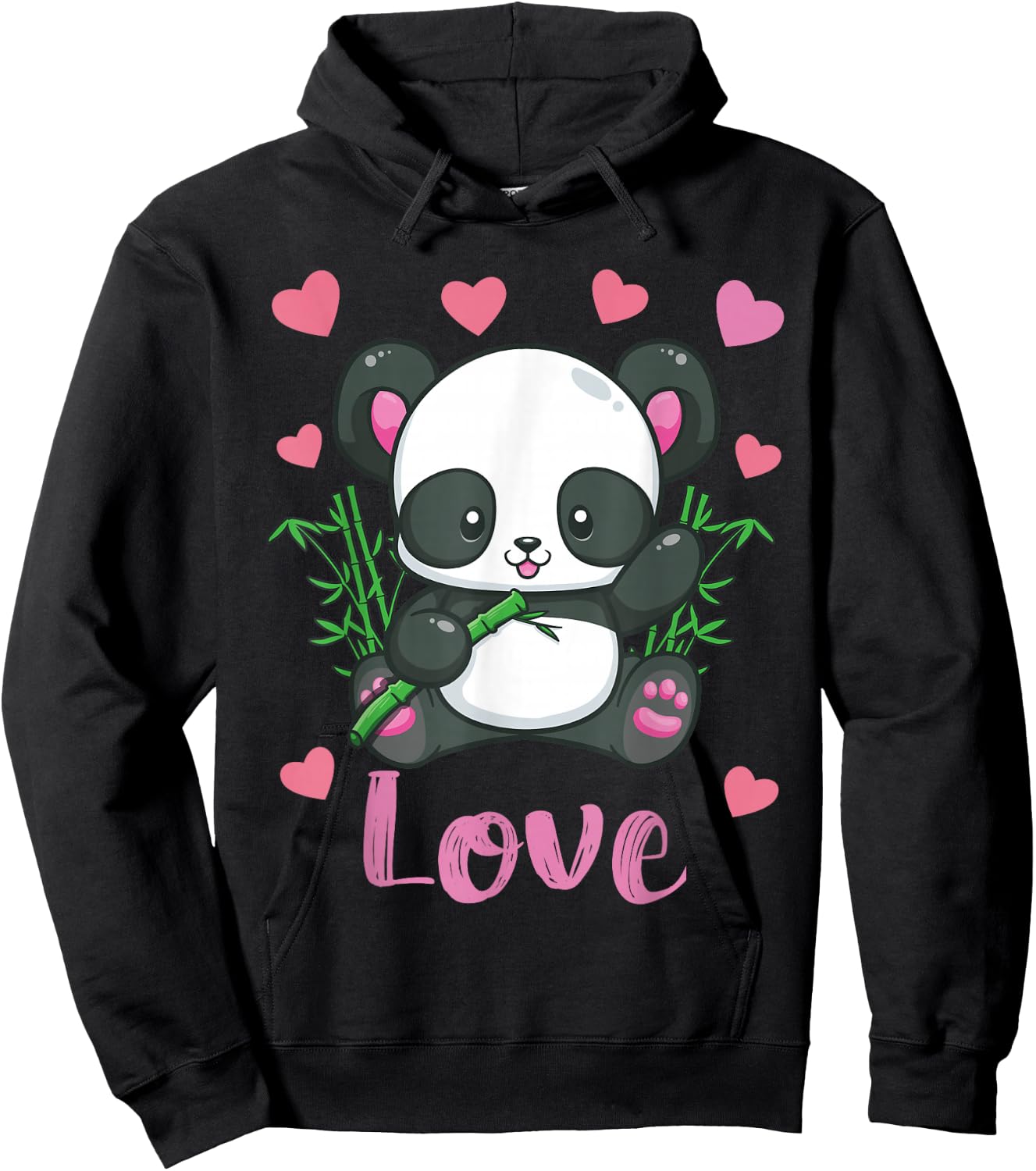 Panda Valentines Day Shirt Hearts Love Women Girls Gift Hoodie - Hoodie | Black