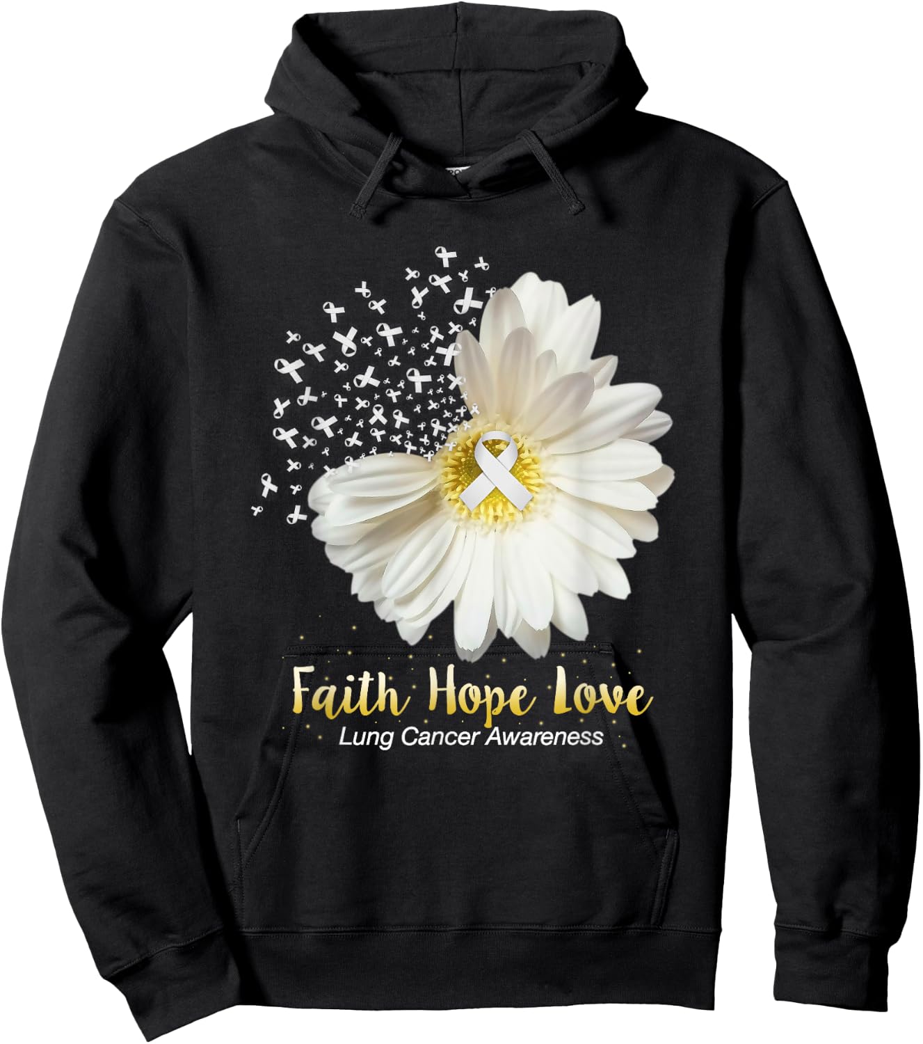 Faith Hope Love Lung Cancer Awareness Gifts Hoodie - Hoodie | Black
