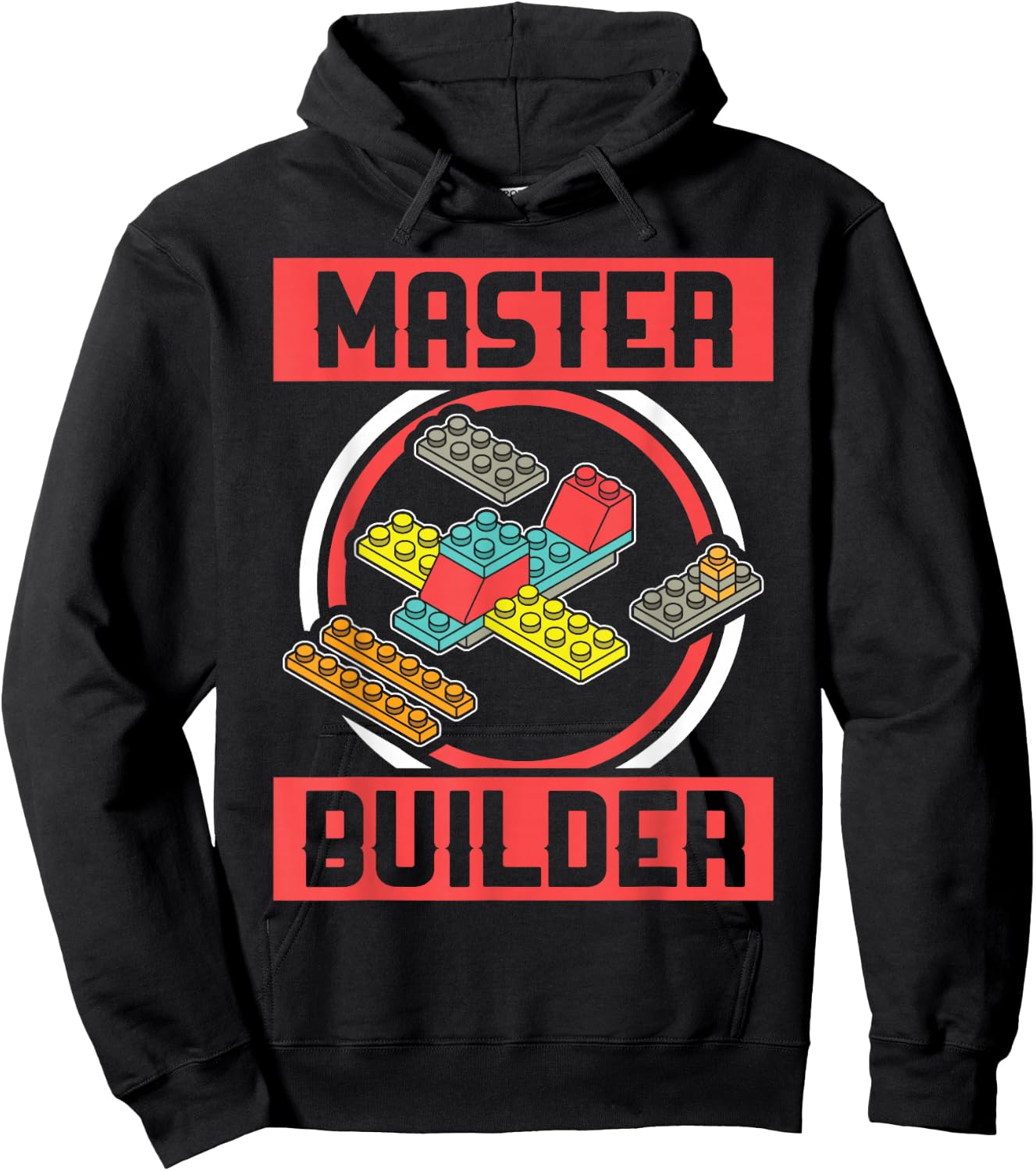 Master Builder Kids Building Blocks Birthday Bricks Boy Gift Hoodie - Hoodie | Black