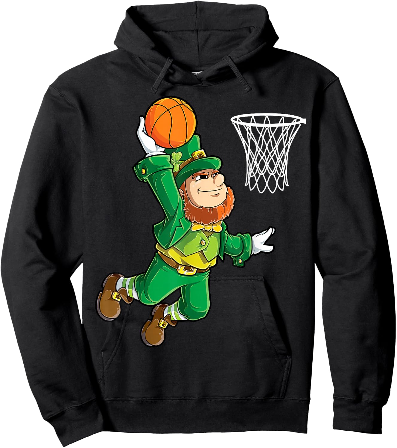 Leprechaun Basketball Dunk St Patricks Day Boys Men Sports Hoodie - Hoodie | Black