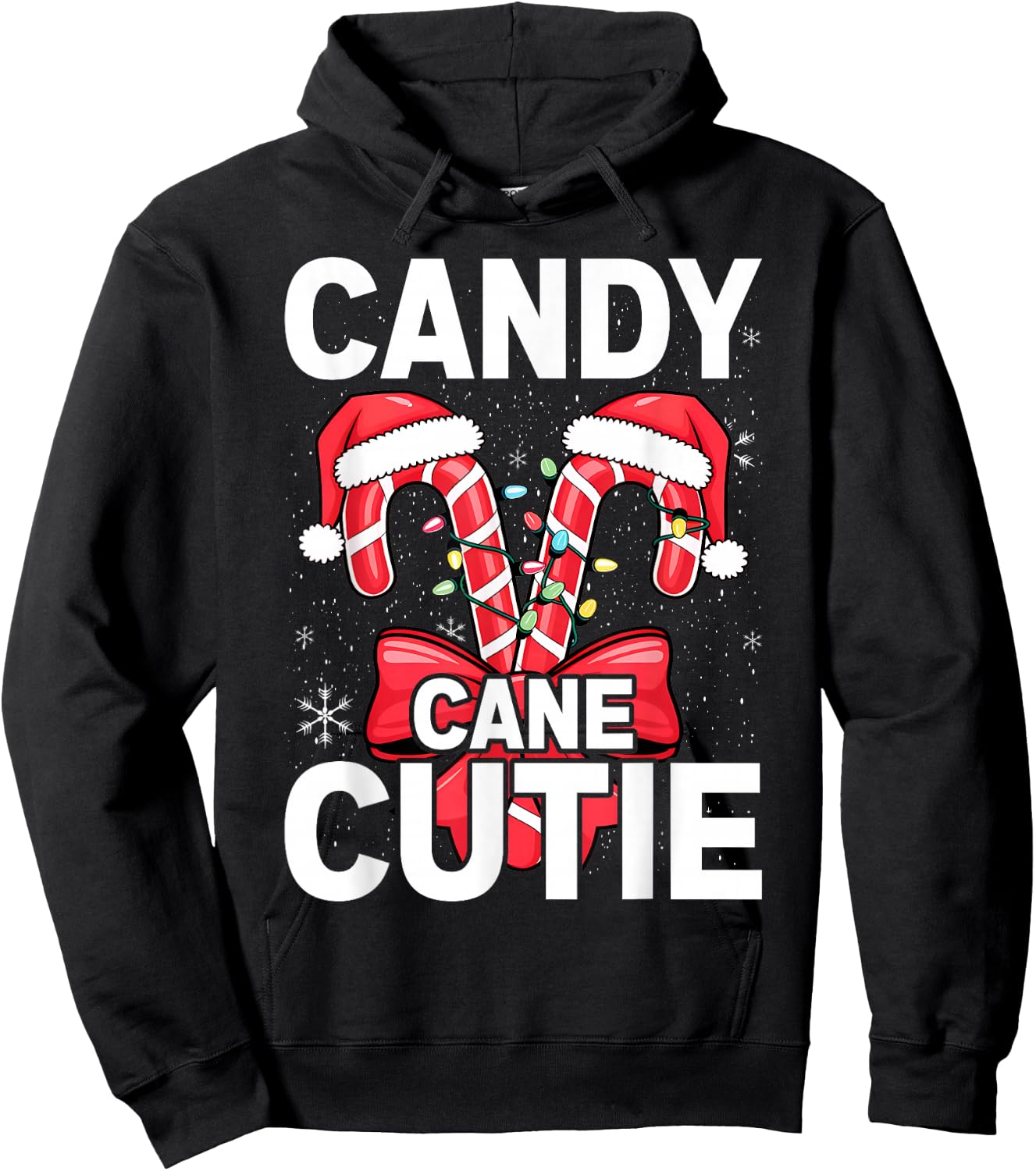 Candy Cane Cutie Christmas Xmas Women Girls Kids Toddler Hoodie - Hoodie | Black