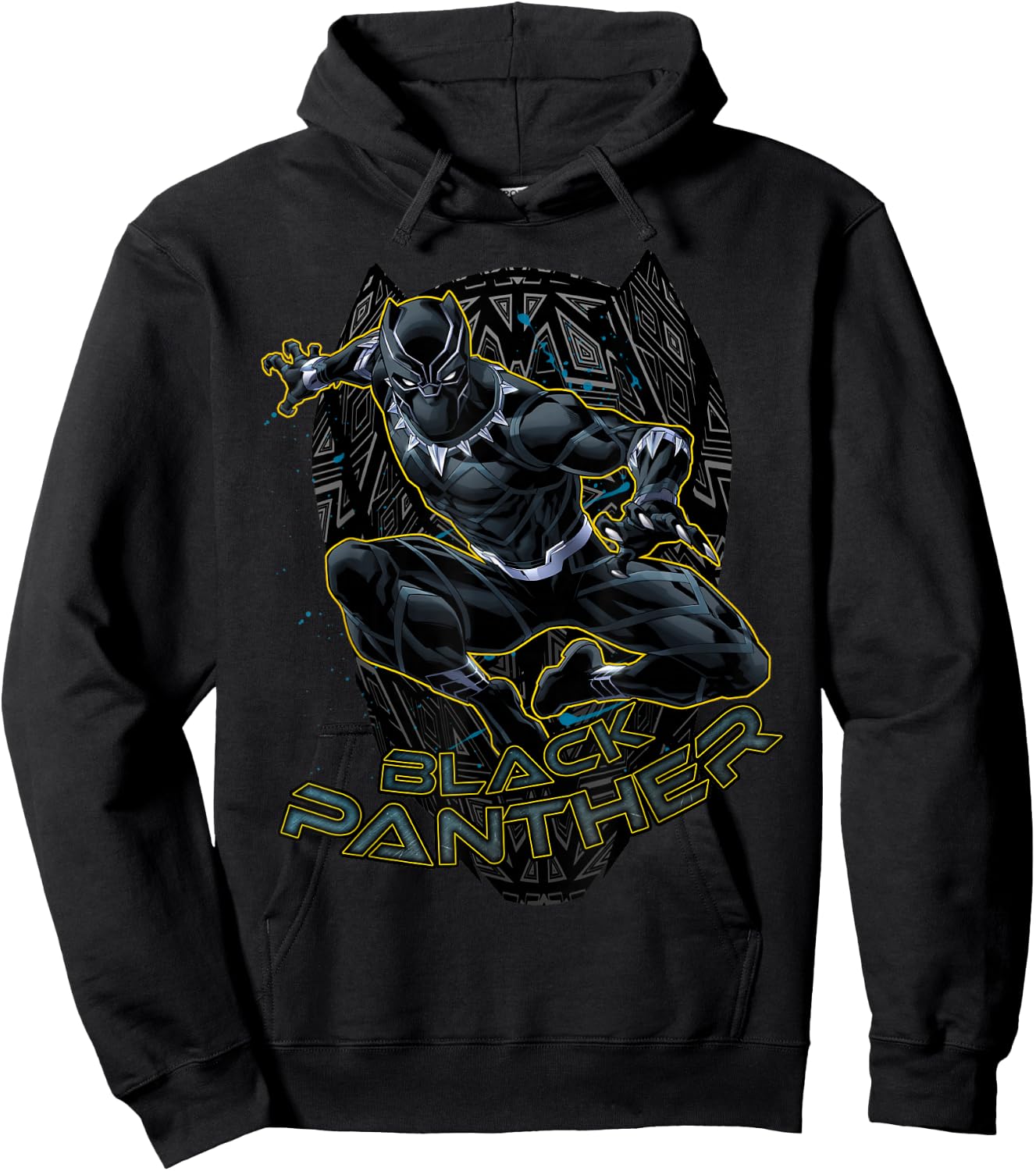 Marvel Black Panther Gold Trimmed Pounce Graphic Hoodie - Hoodie | Black