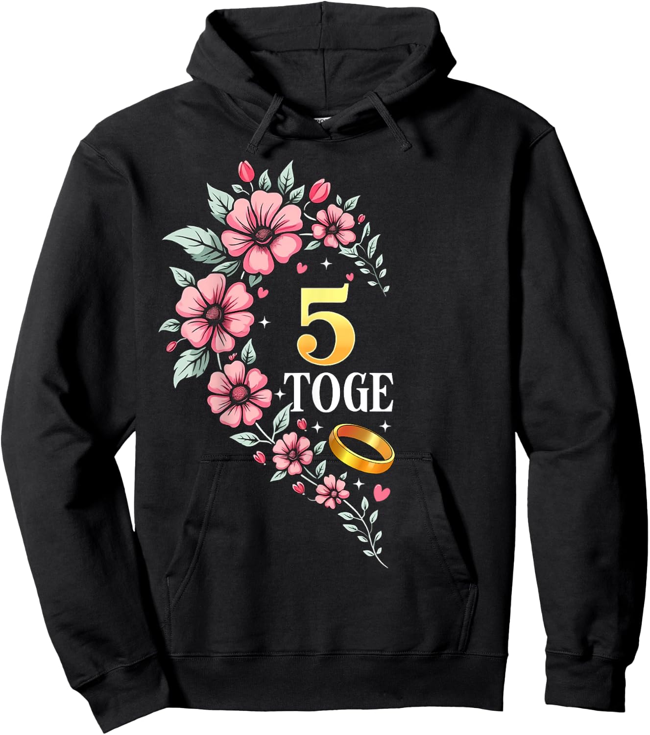 5 Years Together 5th Wedding Anniversary Couples Matching Hoodie - Hoodie | Black