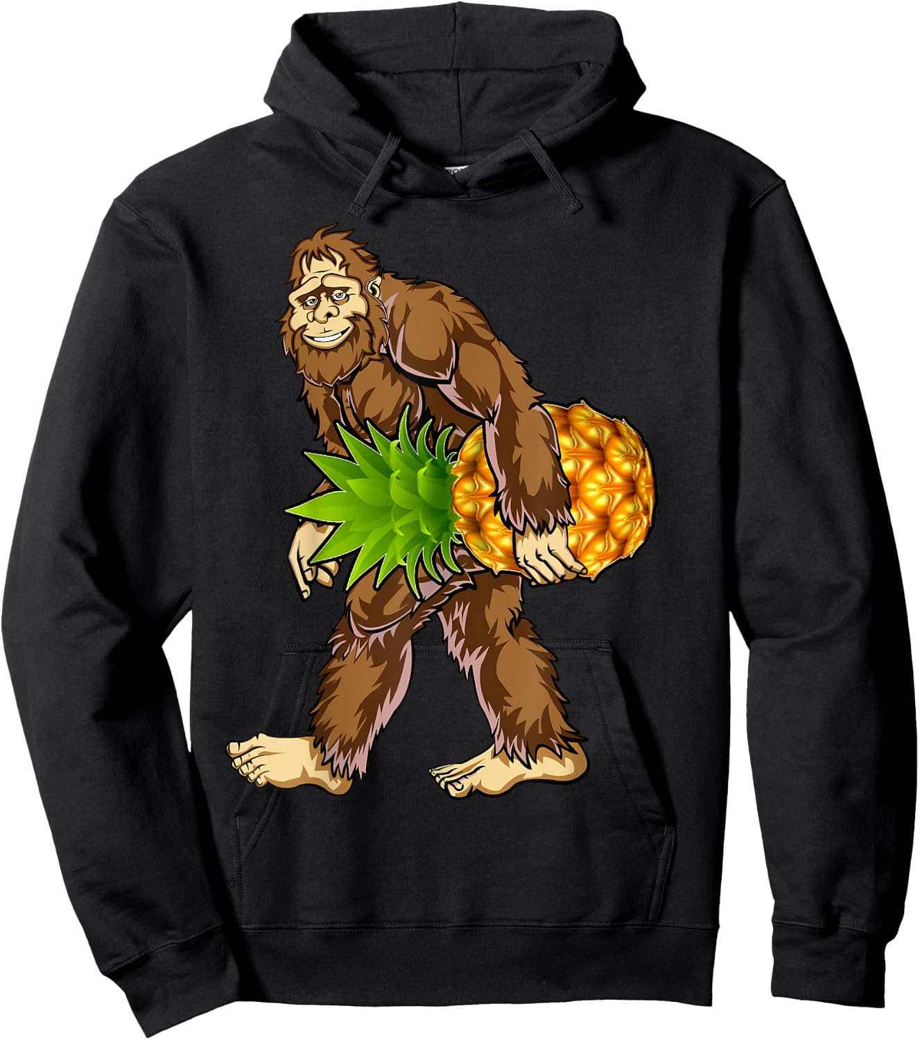 Bigfoot Carrying Pineapple T Shirt Cute Funny Sasquatch Gift Hoodie - Hoodie | Black