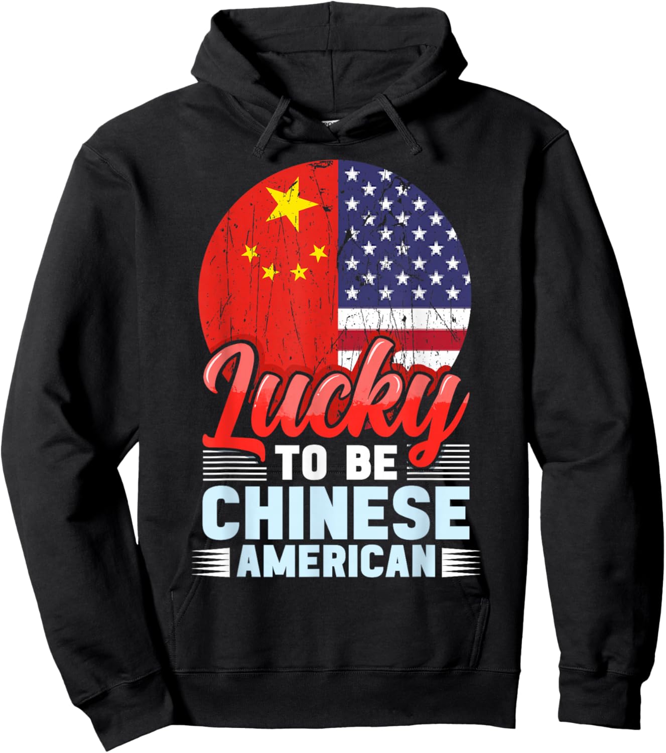 American raised with chinese lucky china america Hoodie - Hoodie | Black