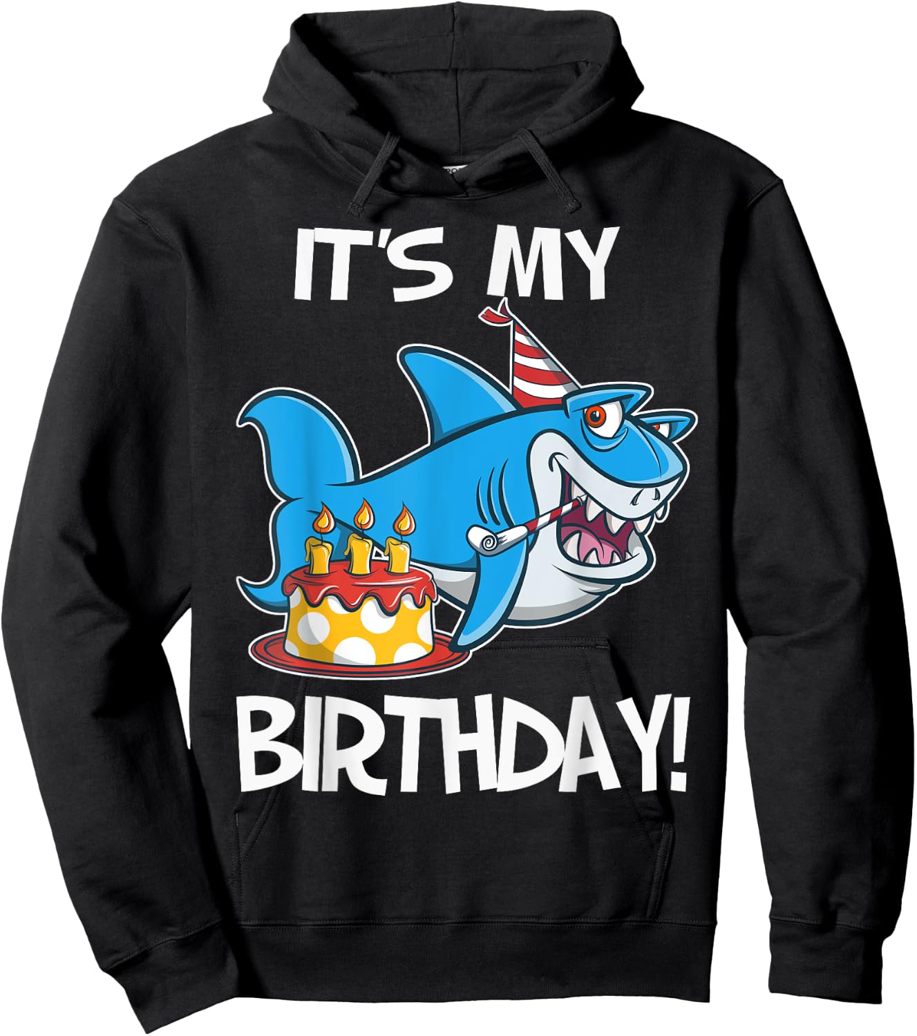 It's My Birthday Shark T Shirt Gift Girls Boys Adults Hoodie - Hoodie | Black