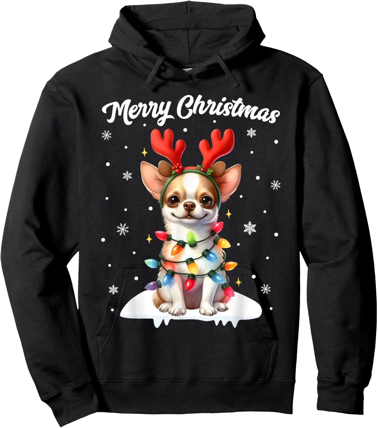 Christmas Pajamas Men Women Kids Christmas Chihuahua Dog Hoodie - Hoodie | Black