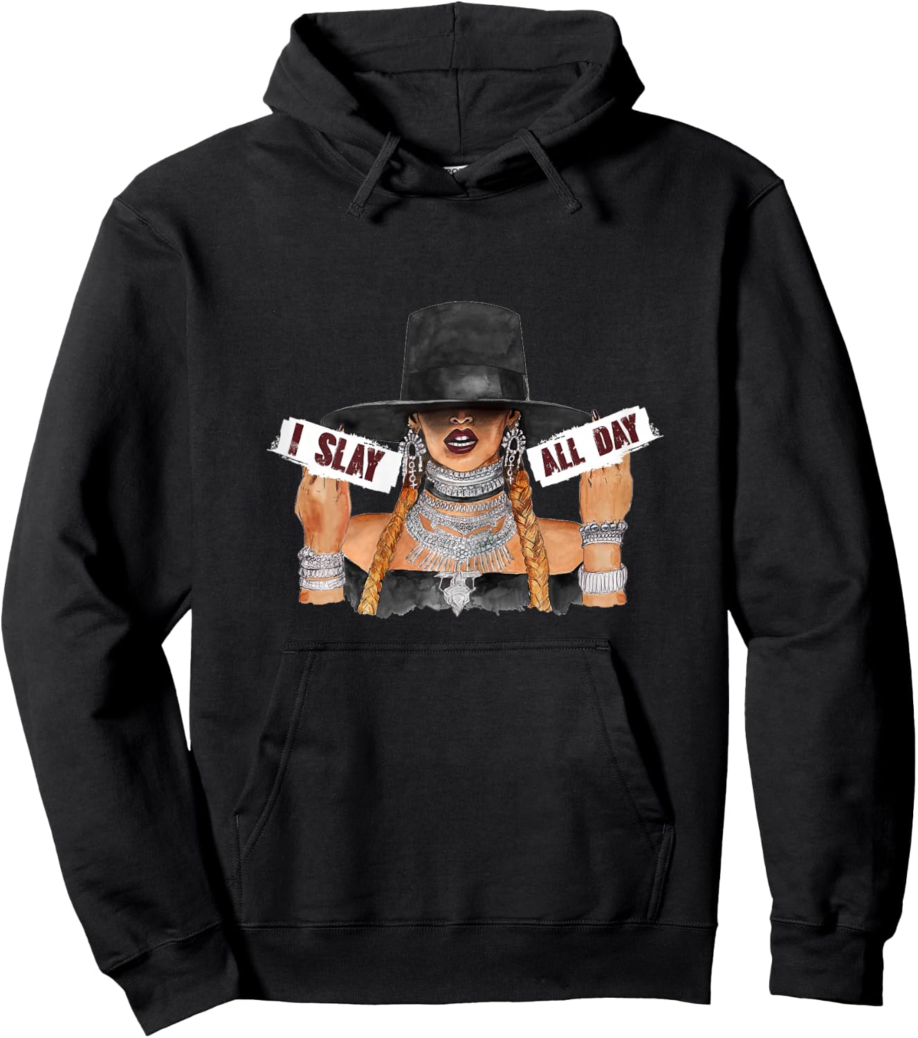 Women's I Slay All Day Fashion t Shirt Hoodie - Hoodie | Black