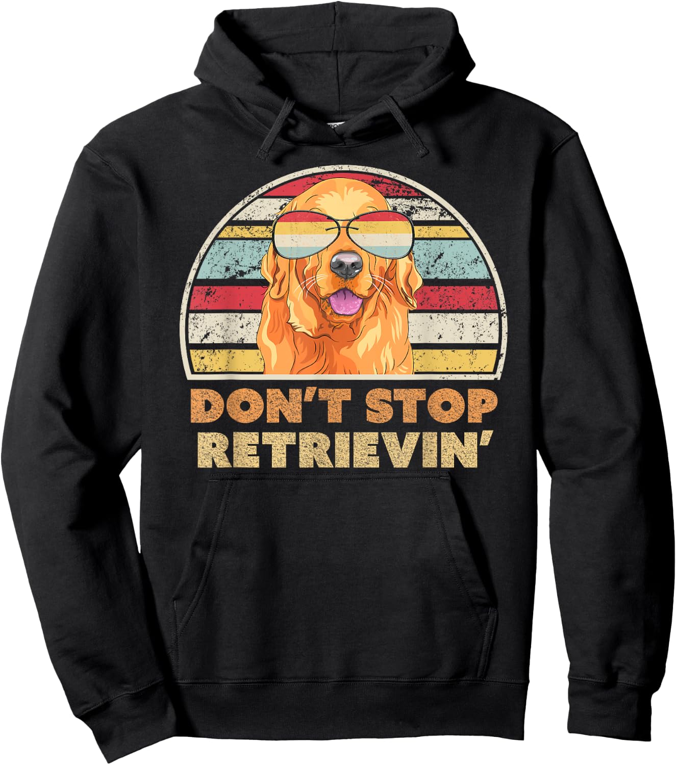 Don't Stop Retrieving Shirt. Retro Golden Retriever Hoodie - Hoodie | Black