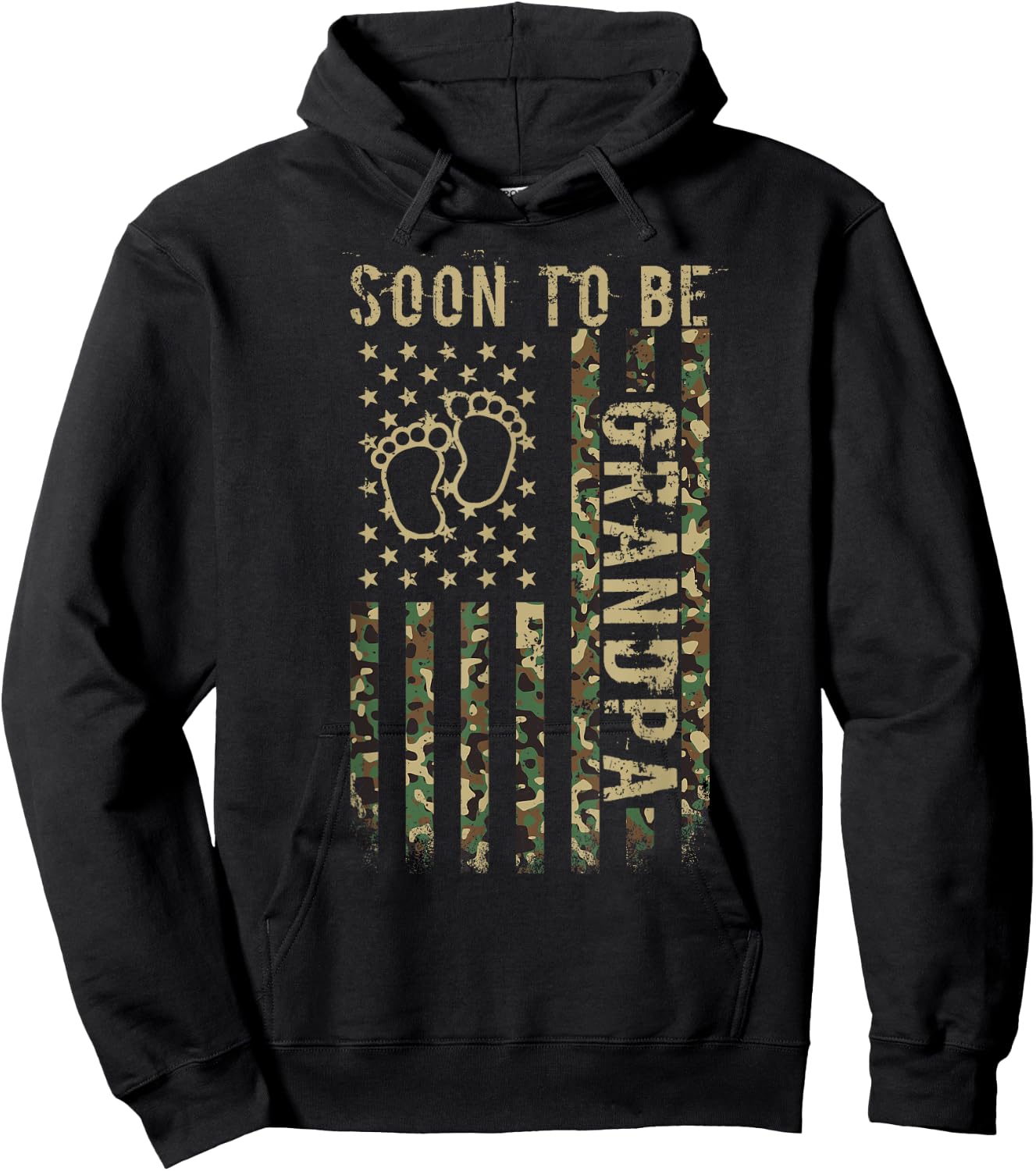 Soon To Be Grandpa American Flag Camouflage Grandpa US Flag Hoodie - Hoodie | Black