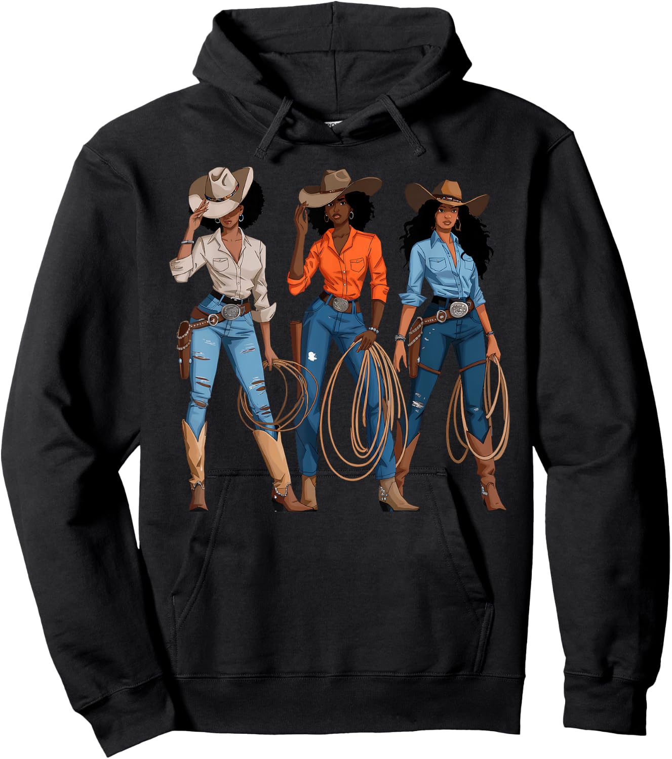 Black African American Cowgirl Western Country Rodeo Hoodie - Hoodie | Black