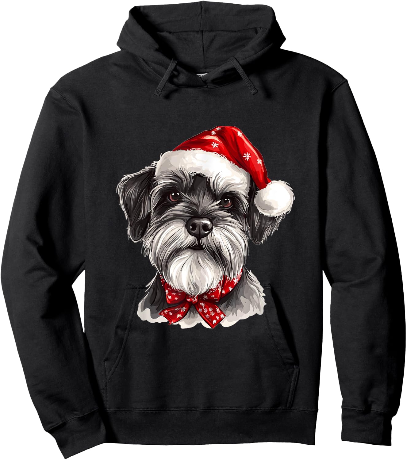 Cute Miniature Schnauzer Dog Christmas Merry X-mas Graphic Hoodie - Hoodie | Black