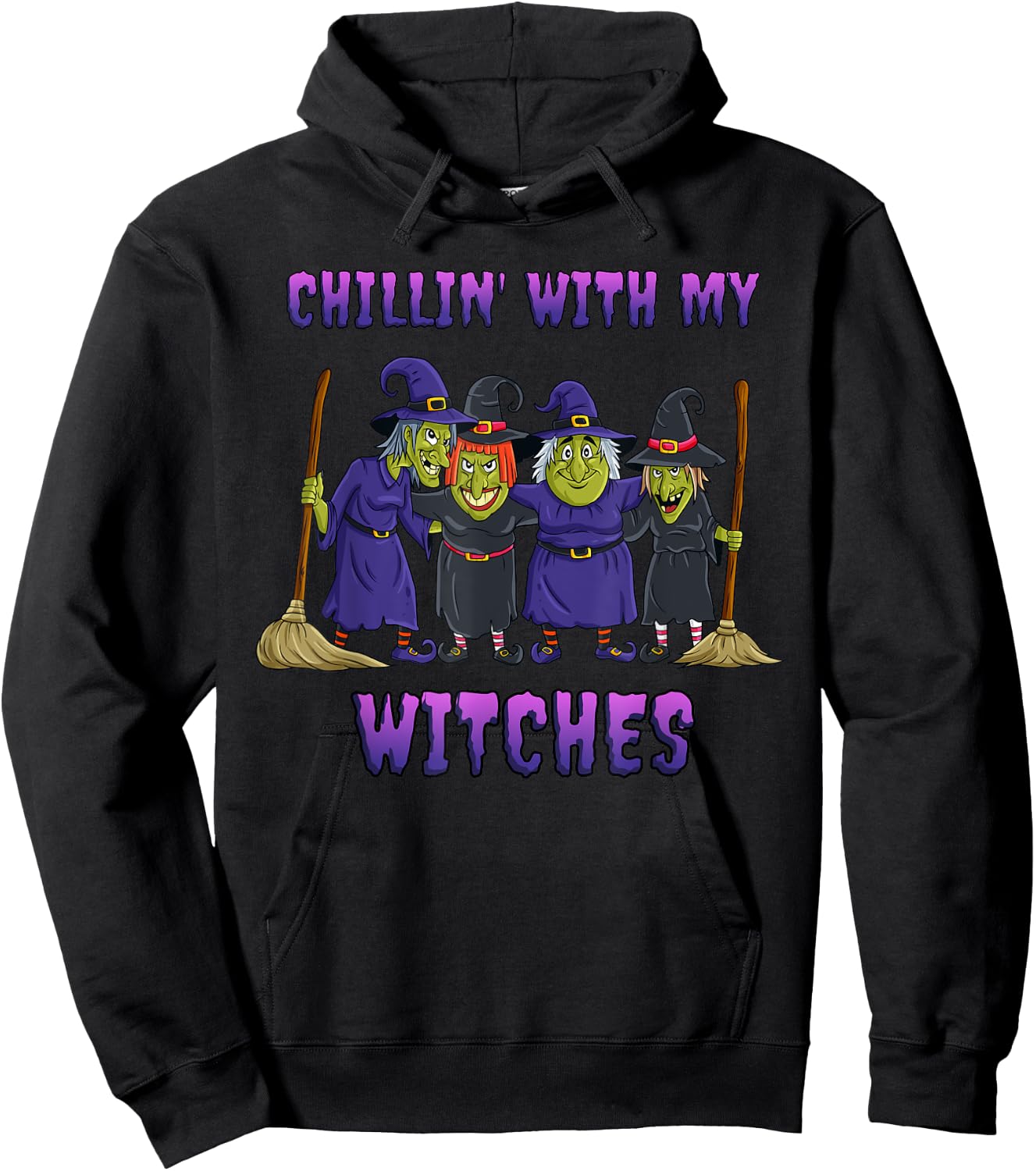 Chillin With My Witches Halloween Hoodie - Hoodie | Black