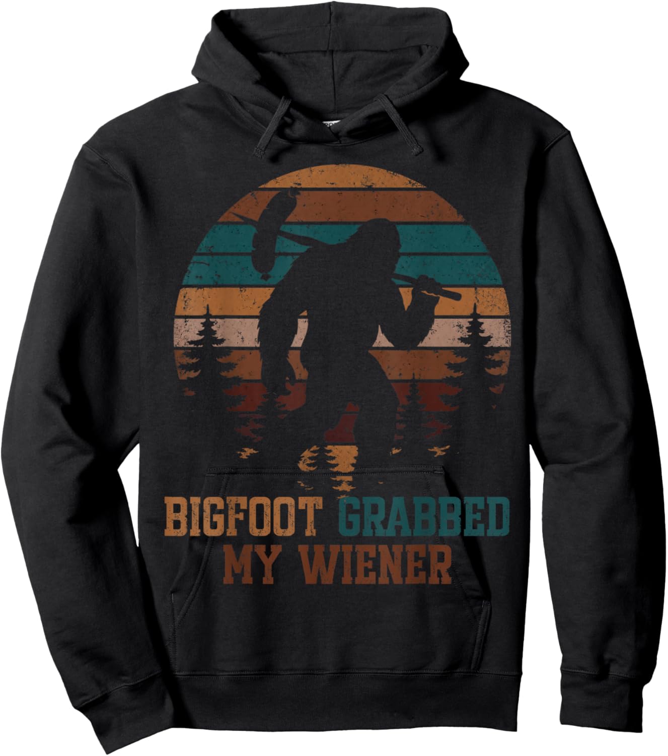 Vintage Sasquatch Grabbed My Wiener Hoodie - Hoodie | Black