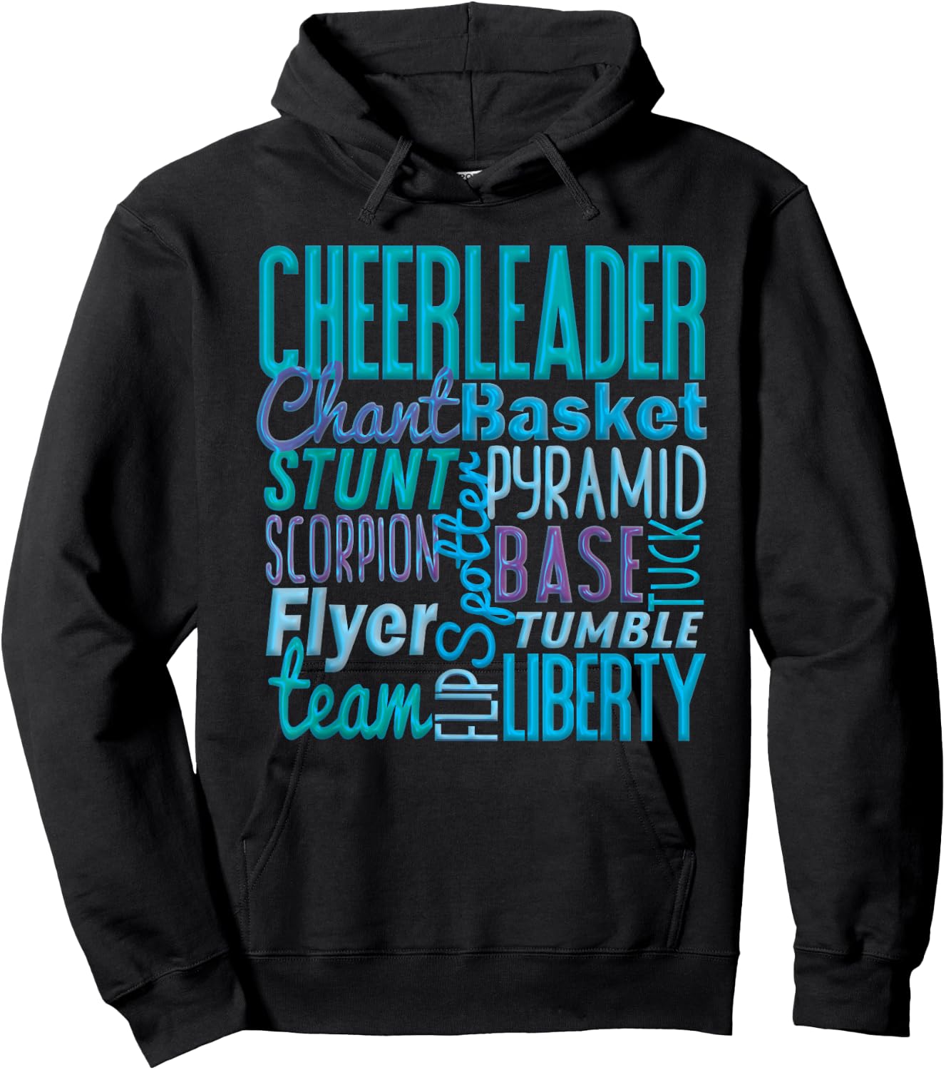 Cute Cheerleader Gift, Blue Cheer Moves Cheerleading Coach Hoodie - Hoodie | Black