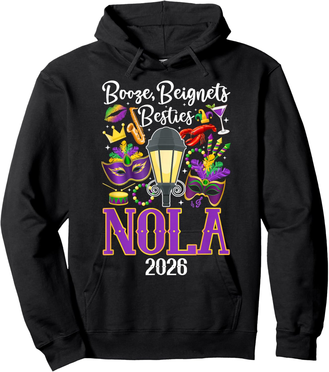 Funny New Orleans Besties Trip 2026 Best Friend Vacation Hoodie - Hoodie | Black