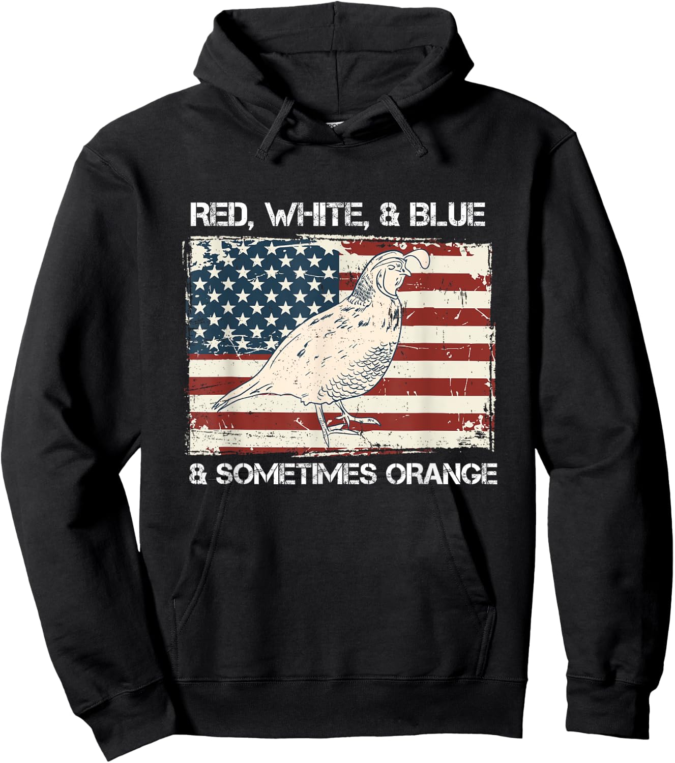 American Flag Quail Hunting Patriotic T Shirt Gift Kids Men Hoodie - Hoodie | Black