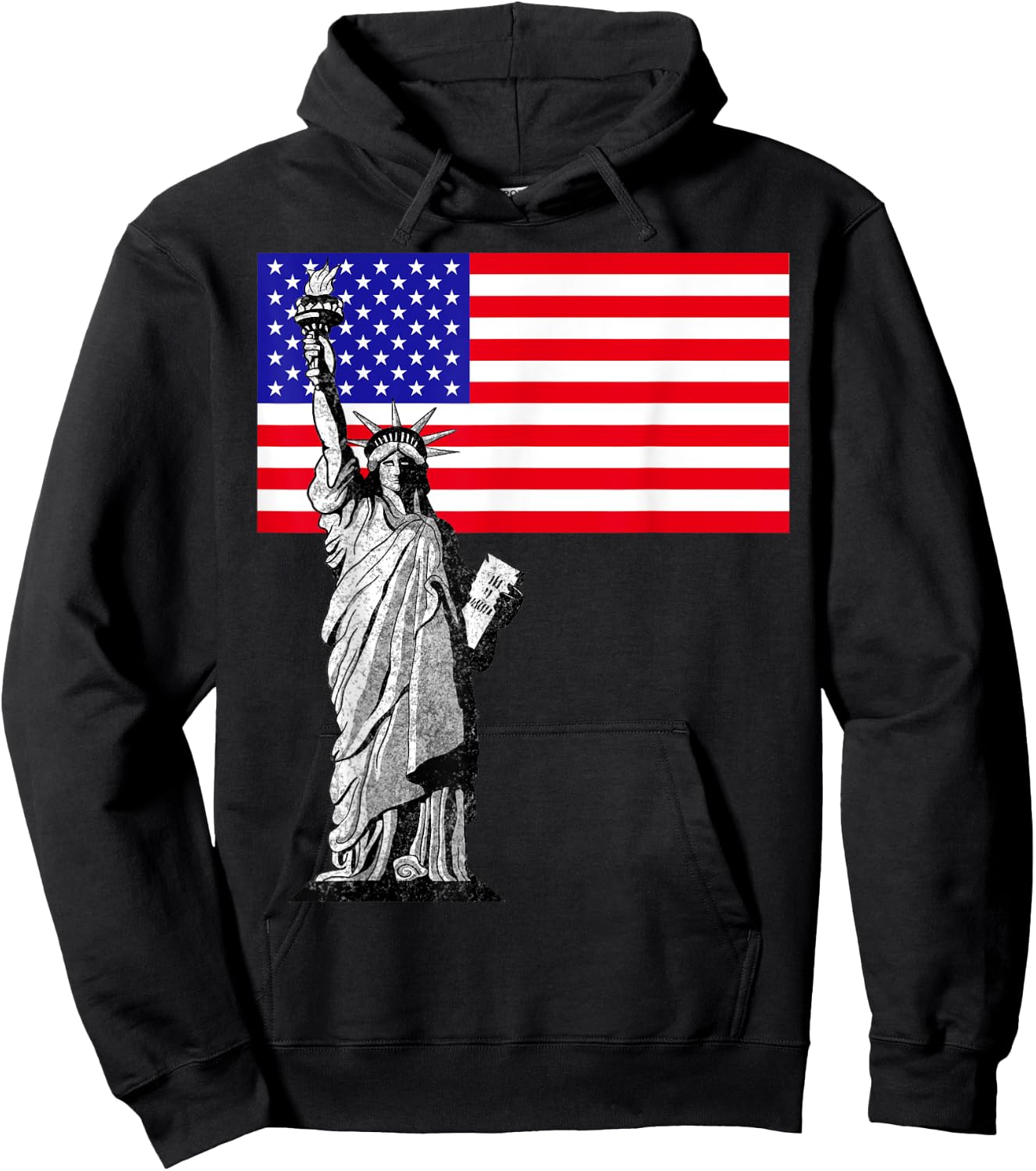 Statue Of Liberty And USA Flag Hoodie - Hoodie | Black
