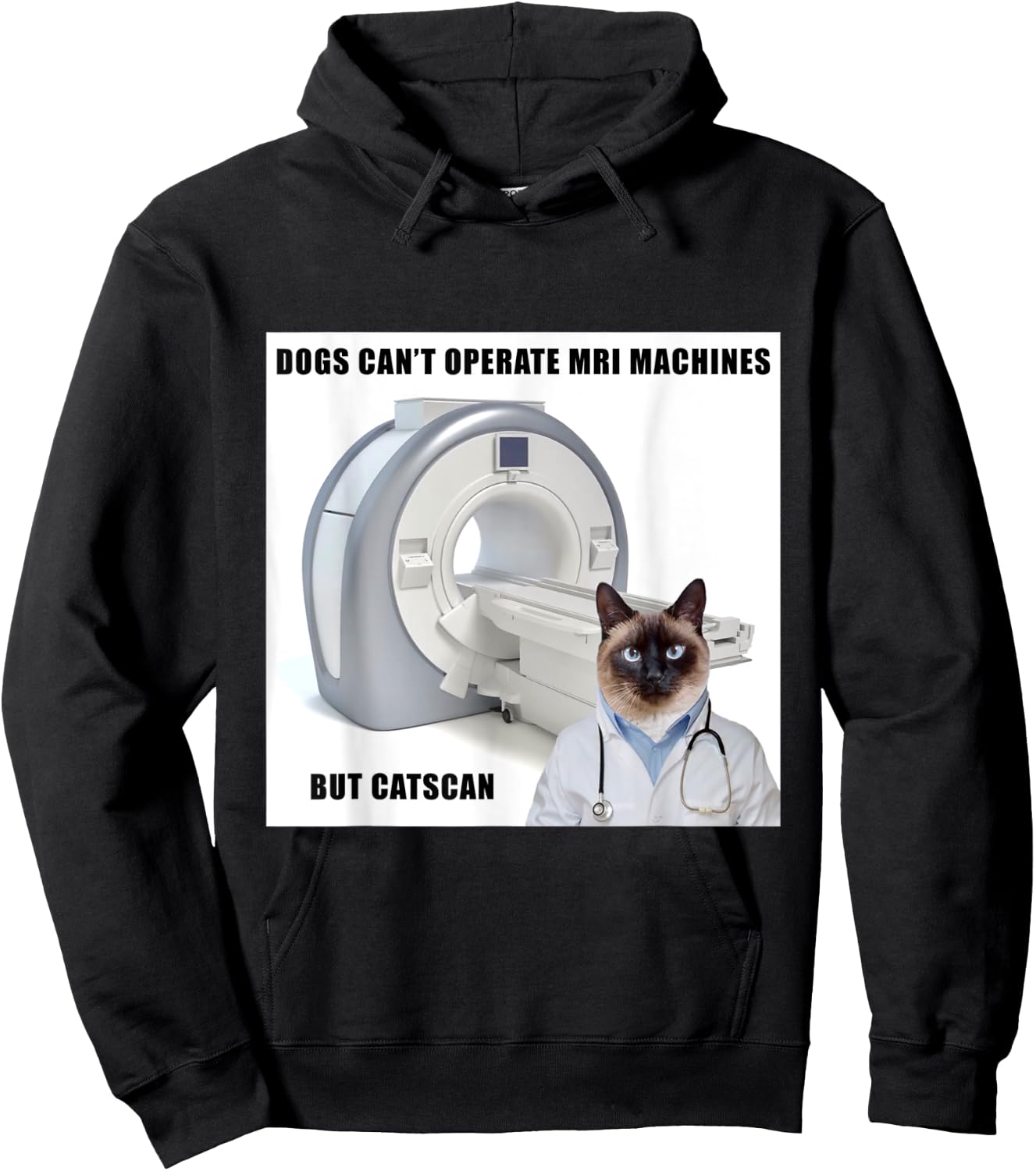 Funny Dog and Cat MRI Machine Doctor T Shirt Men Women Kids Hoodie - Hoodie | Black