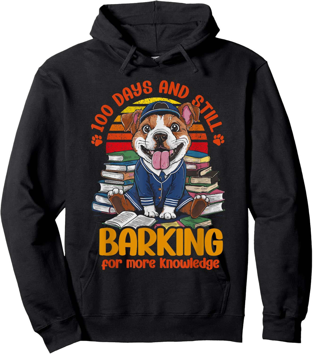 Dog 100 Days Of School Barking For More Knowledge Women Kids Hoodie - Hoodie | Black