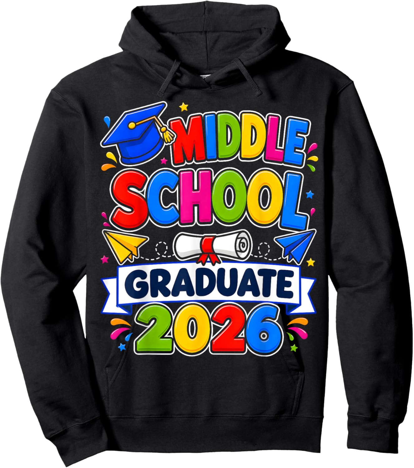 Middle School Graduation 2026 Graduate Students Boys Girls Hoodie - Hoodie | Black