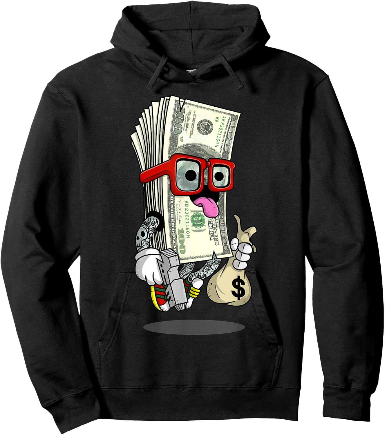 Hip Hop Dope Swag Rap Lover Gift Funny Cash Stacks Bills Hoodie - Hoodie | Black