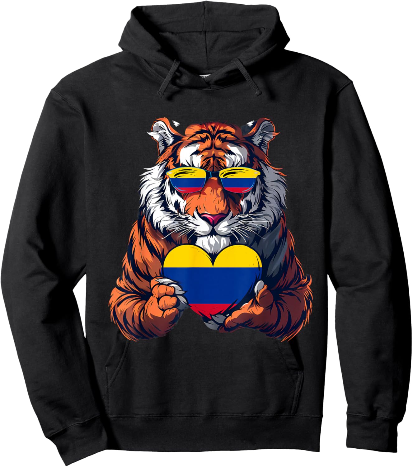 Colombia Heart Tiger Colombian Roots Colombian Flag Hoodie - Hoodie | Black