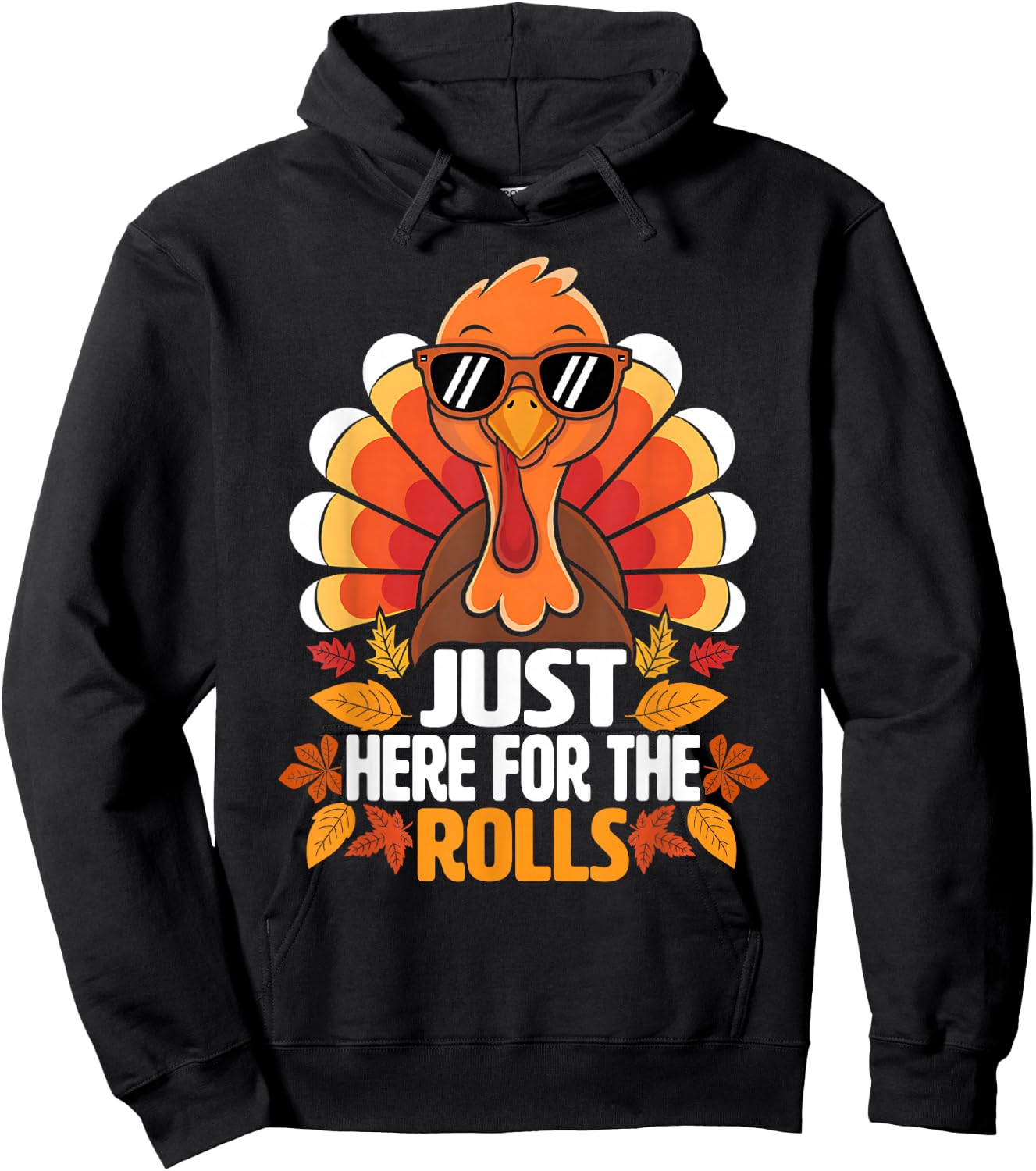 Just Here For The Rolls Thanksgiving Dinner Kids Picky Eater Hoodie - Hoodie | Black