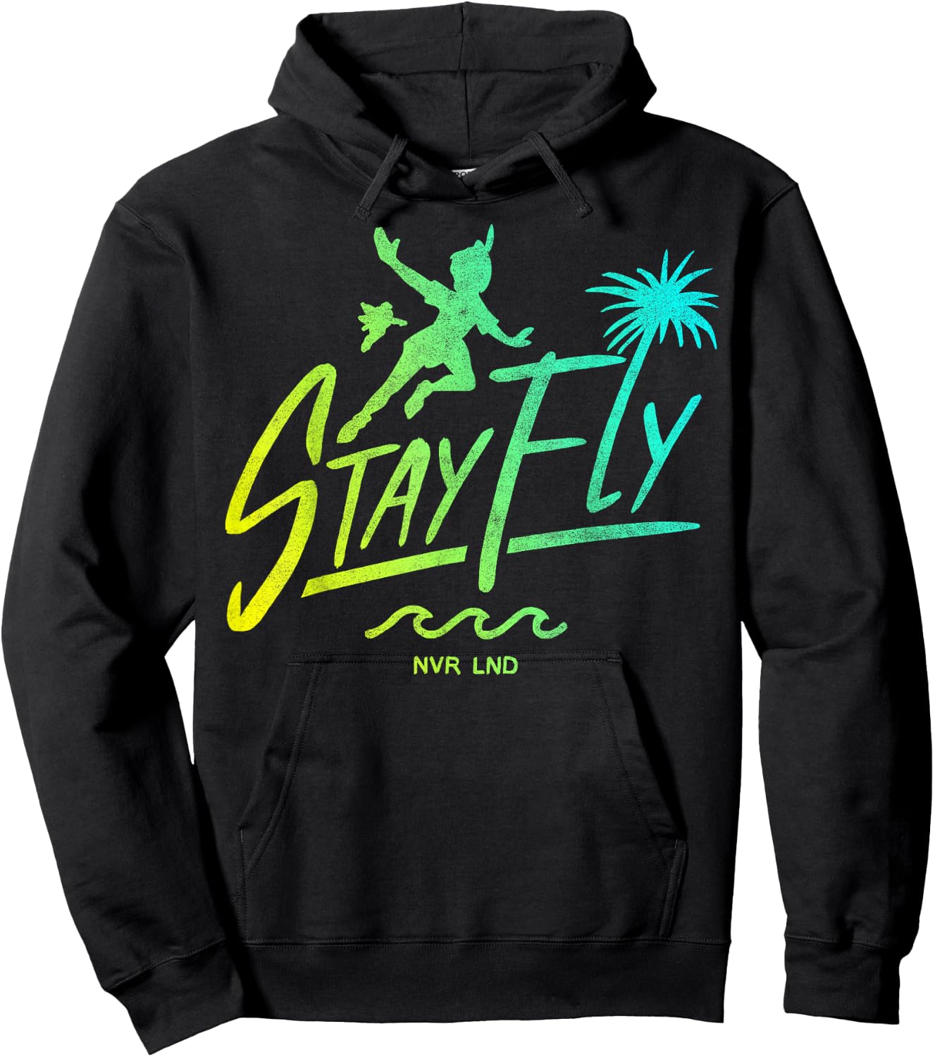 Disney Peter Pan Stay Fly Text Silhouette Poster Hoodie - Hoodie | Black