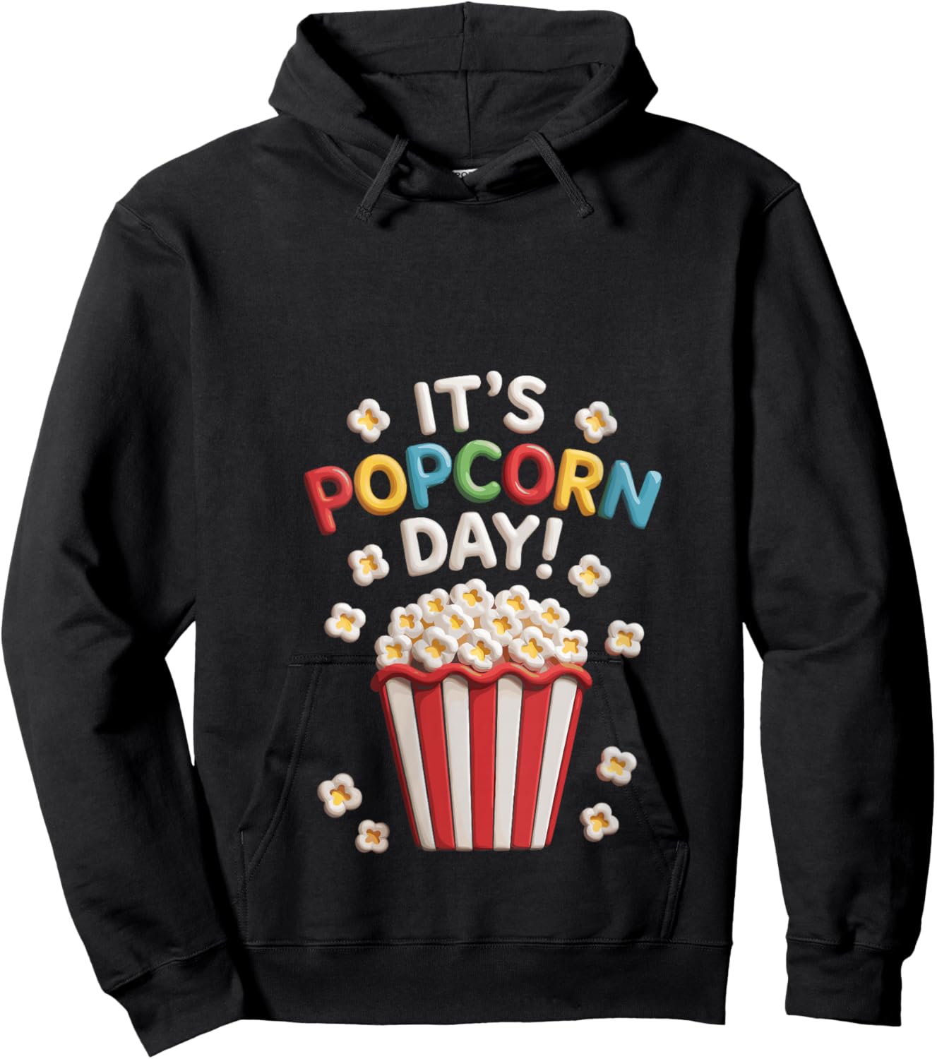 Women's Retro It’s Popcorn Day Funny Celebration Movie Design V-Neck Hoodie - Hoodie | Black