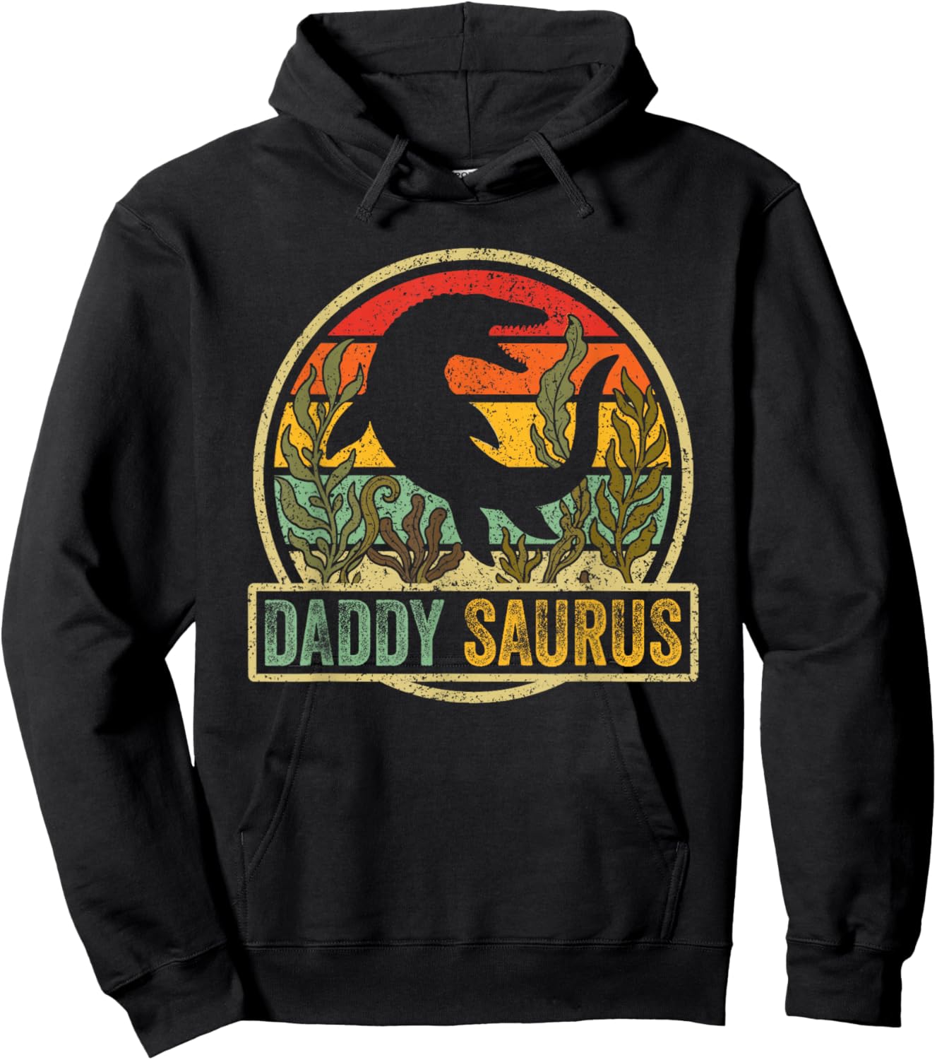 Vintage Retro Daddy Saurus SeaRex Mosasaurus Dinosaur Men Hoodie - Hoodie | Black
