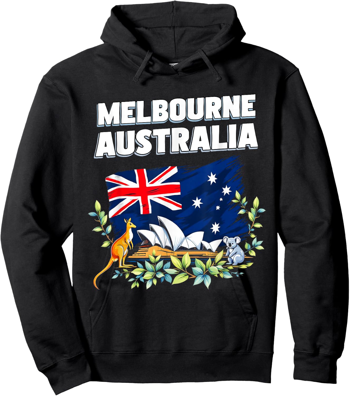 Melbourne Australia Souvenir Australian Flag Kangaroo Koala Hoodie - Hoodie | Black