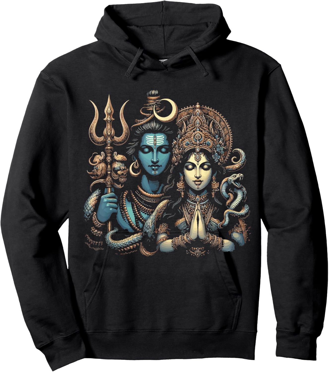 Lord Shiva Durga Hindu God Mahadeva Goddess Goddess Parvati Hoodie - Hoodie | Black
