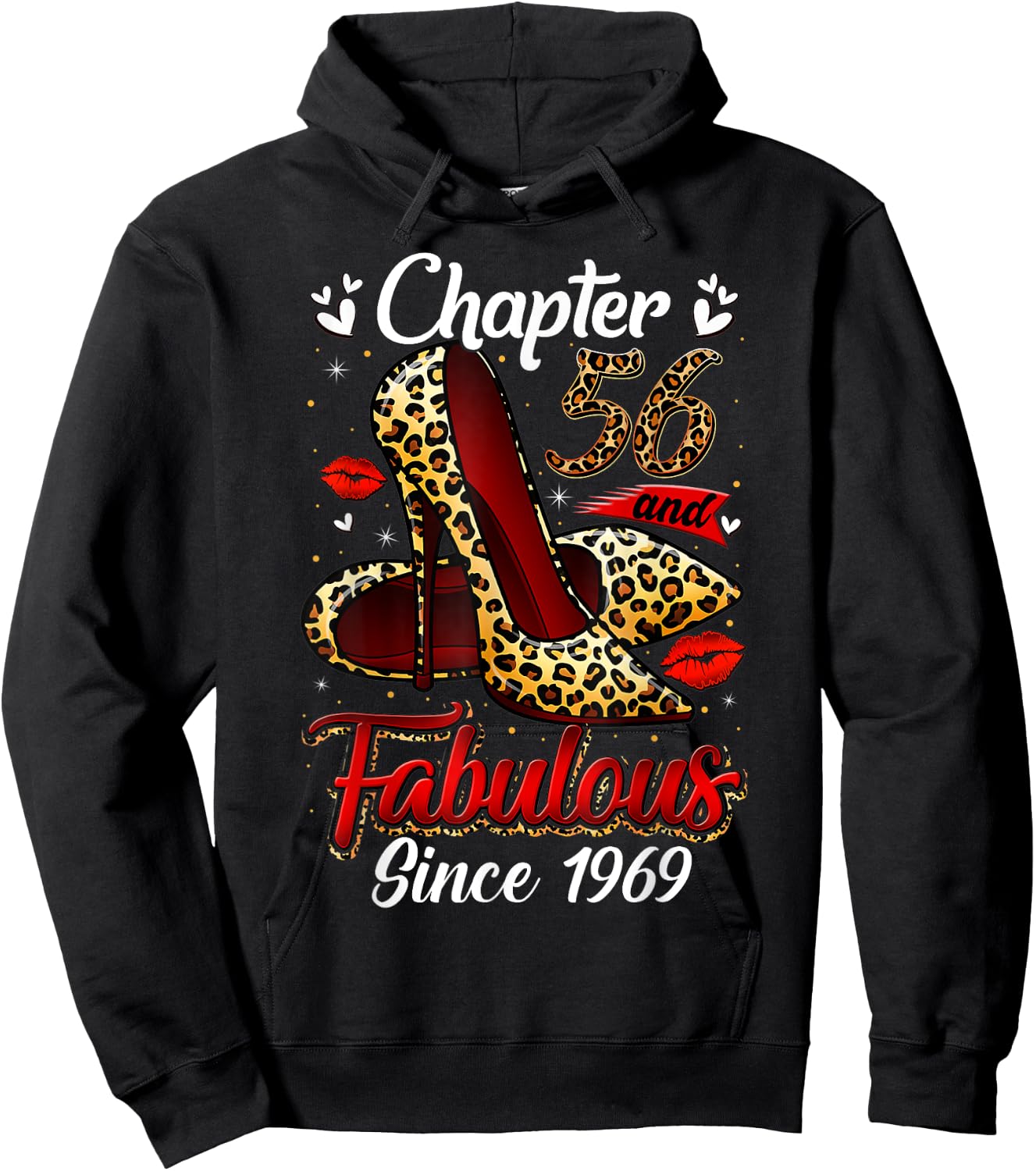 Chapter 56 Fabulous Since 1969 56th Leopard Birthday Queen Hoodie - Hoodie | Black
