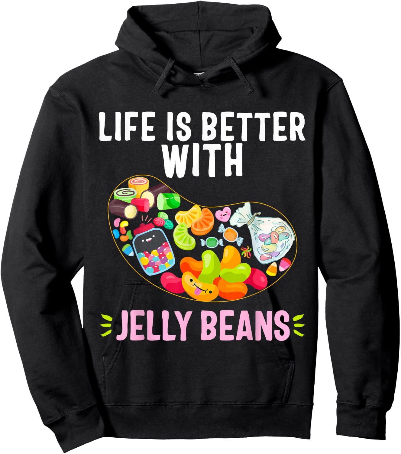Jelly Bean Soft Sugar Candy Fruity Juicy Kids Gift Hoodie - Hoodie | Black